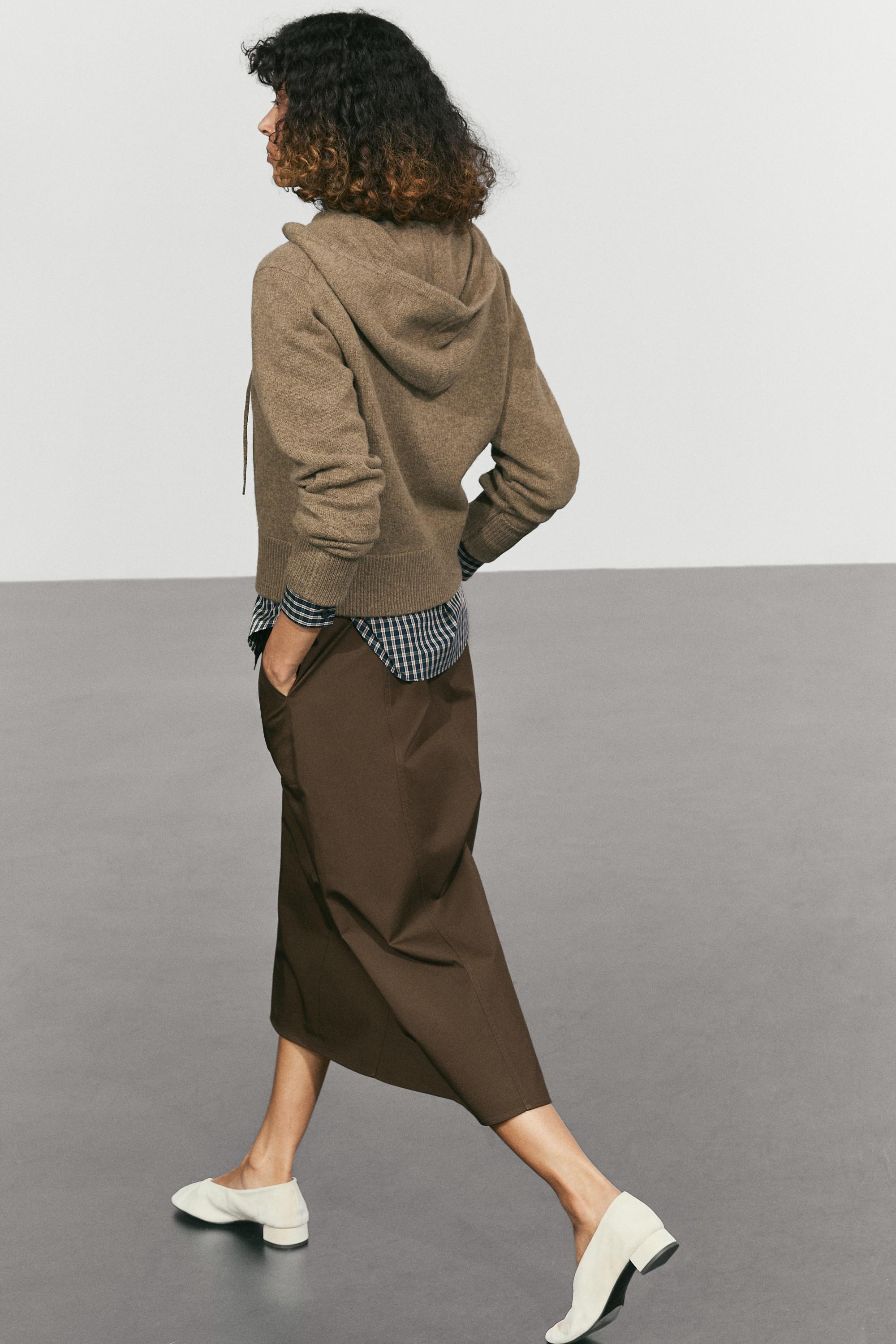 Wool blend hooded knit cardigan - GREENISH
