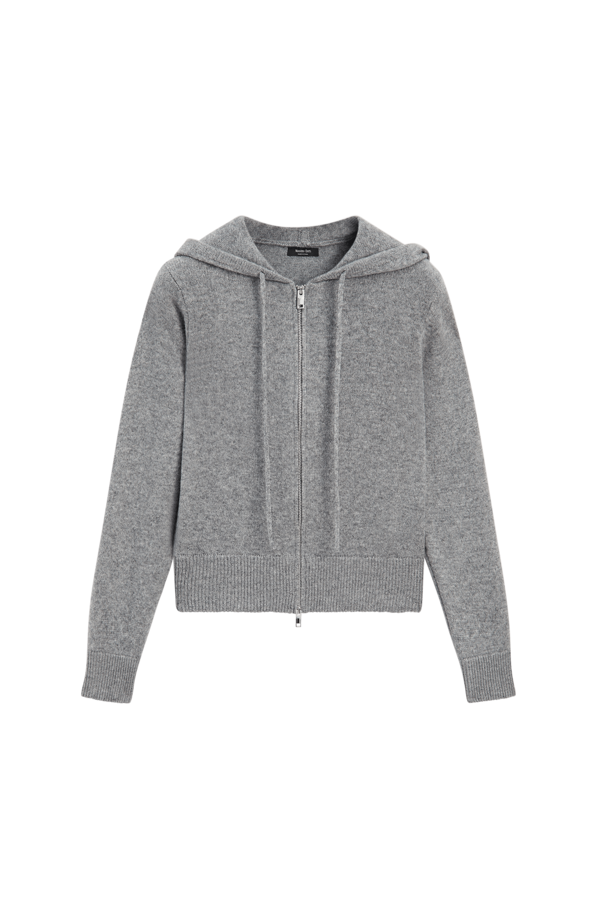 Wool blend hooded knit cardigan - MEDIUM GREY