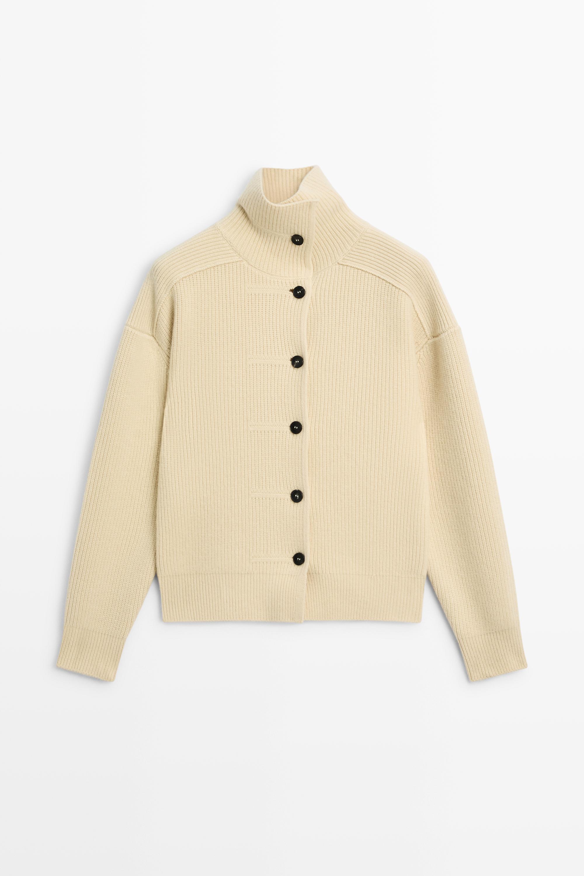 100% wool buttoned knit cardigan - Vanilla