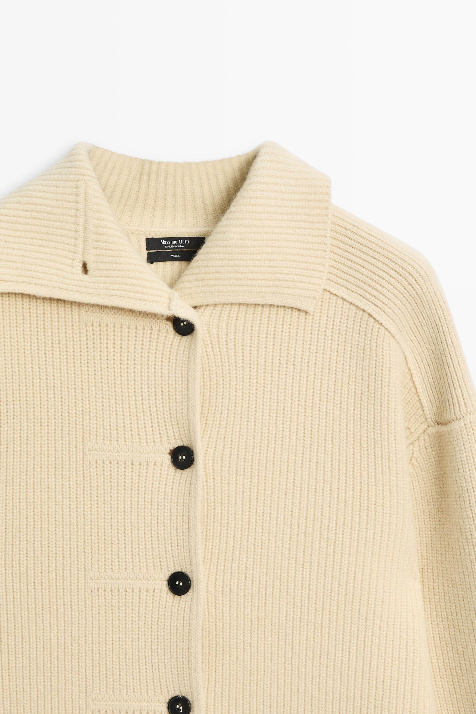 100% wool buttoned knit cardigan - Vanilla