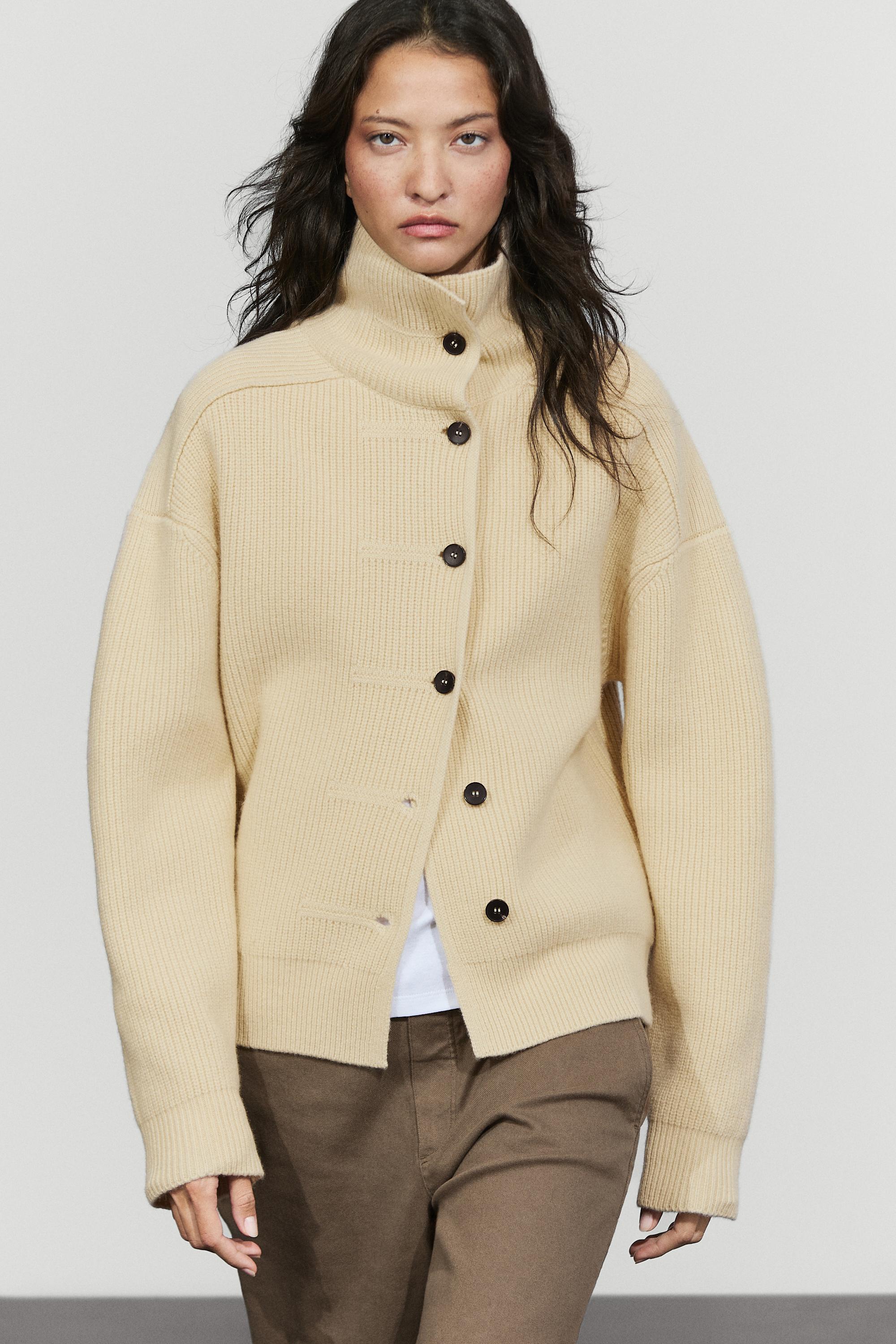 100% wool buttoned knit cardigan - Vanilla