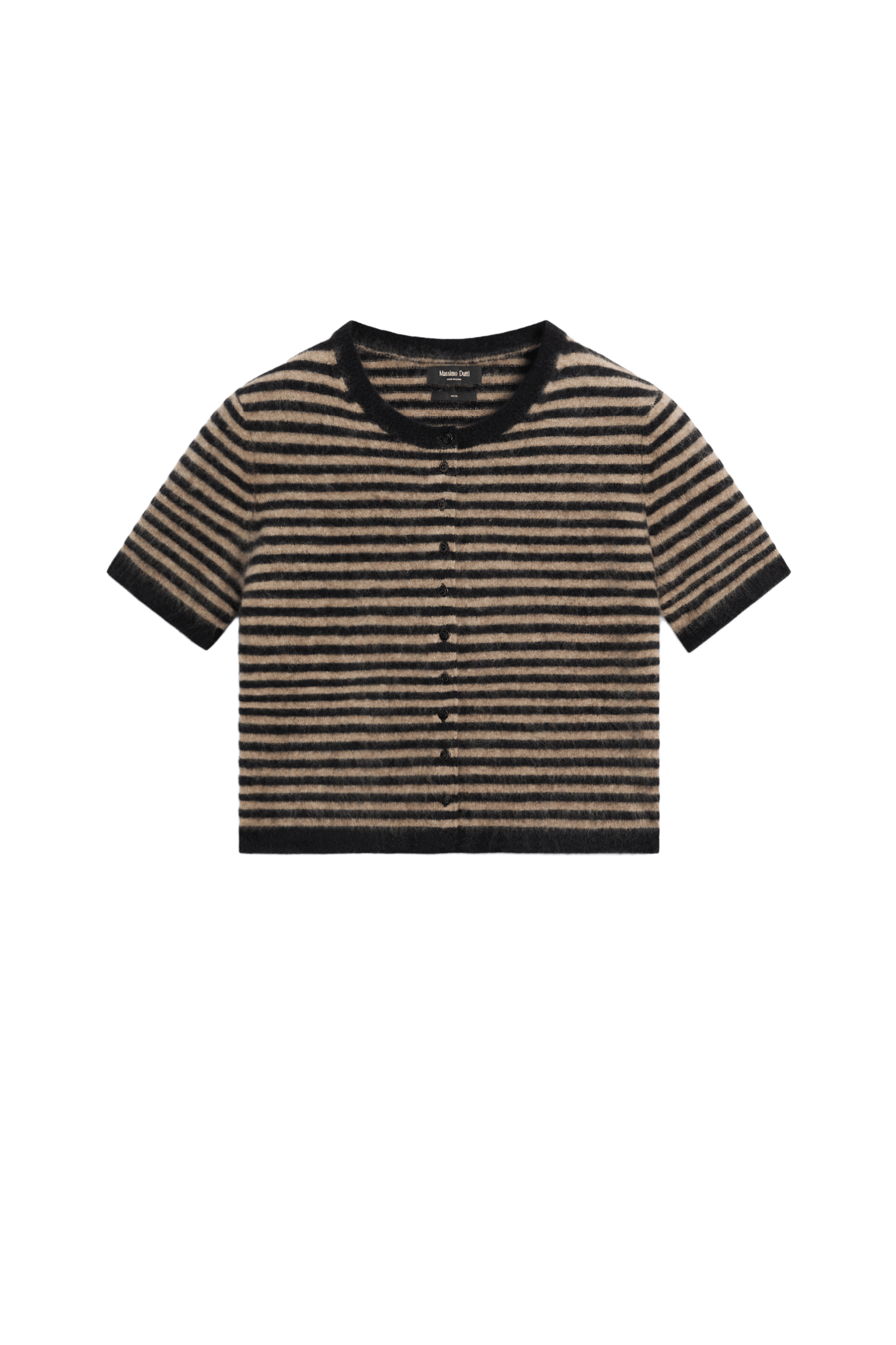 100% wool short sleeve knit cardigan - DARK BLUE