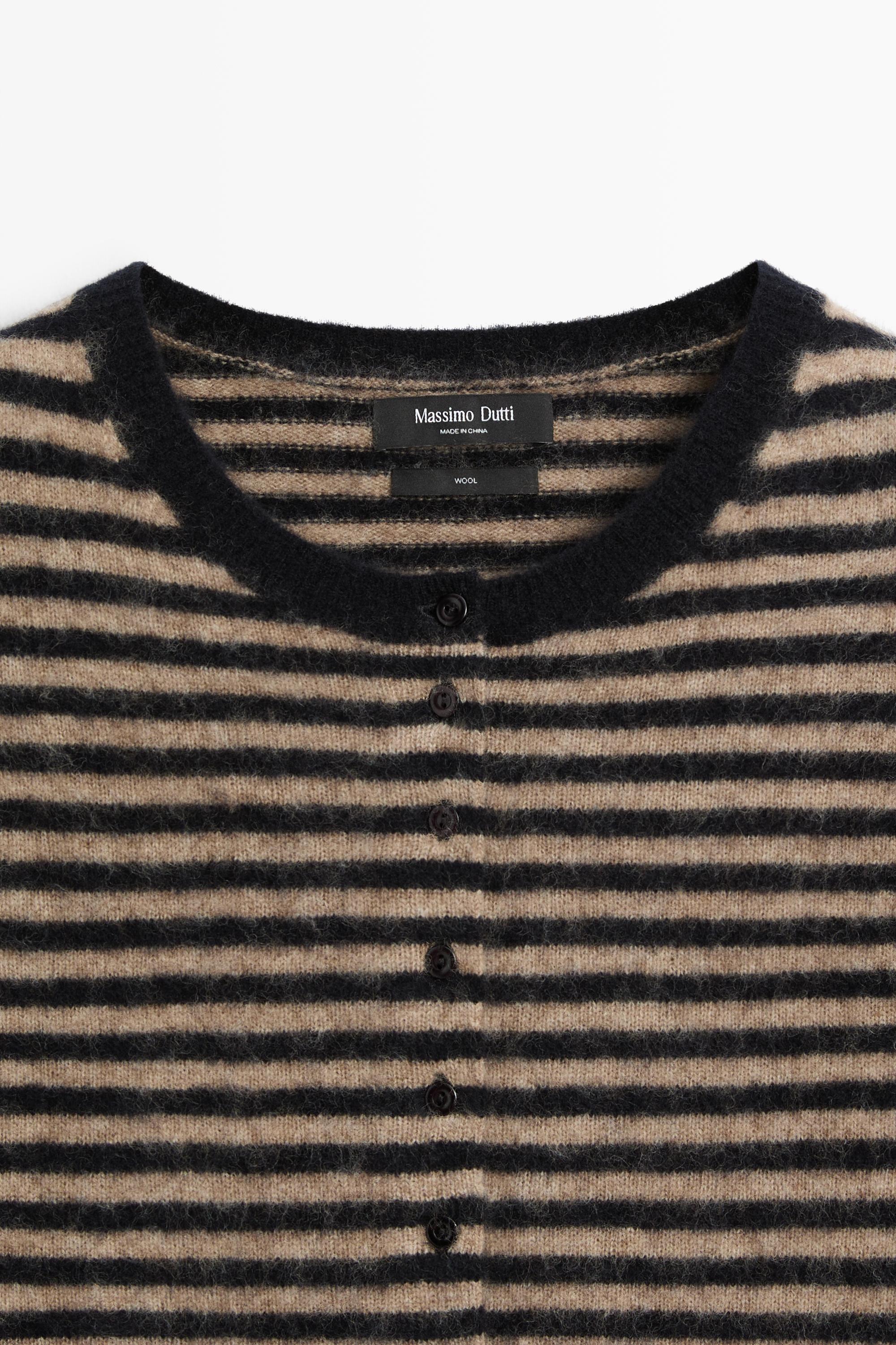 100% wool short sleeve knit cardigan - DARK BLUE