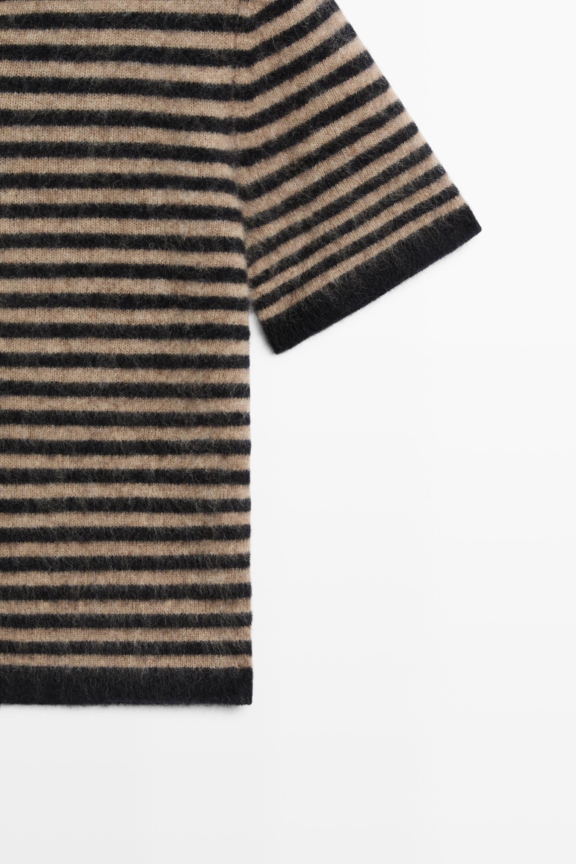 100% wool short sleeve knit cardigan - DARK BLUE