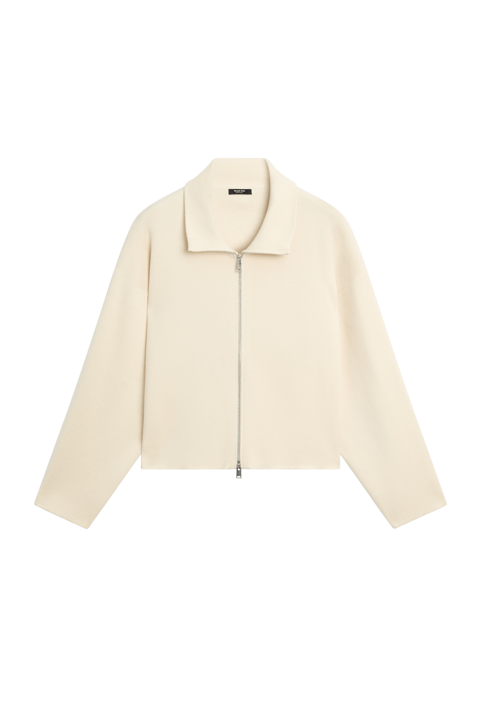 Cotton knit zip-up jacket - Vanilla
