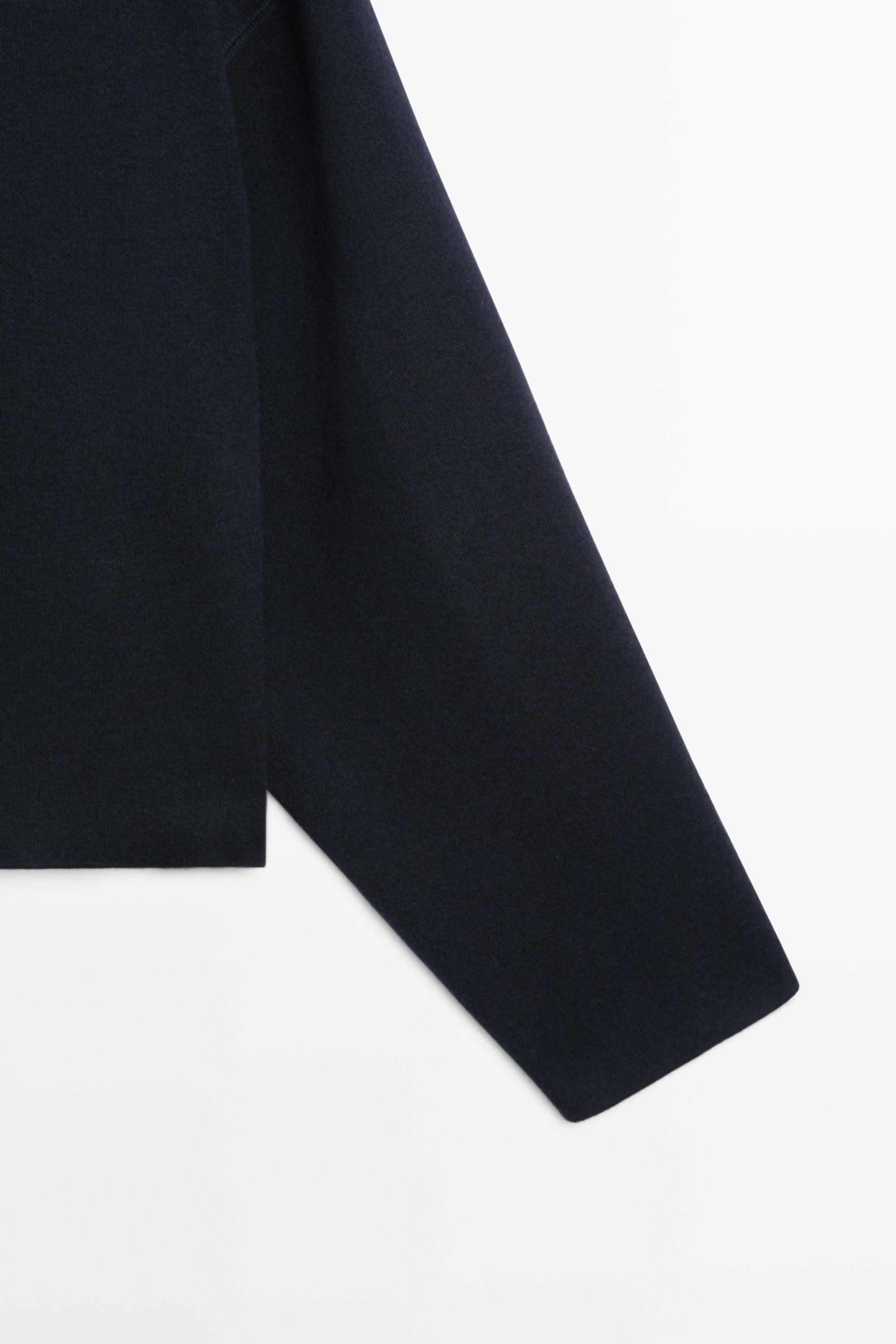 Cotton knit zip-up jacket - NAVY BLUE