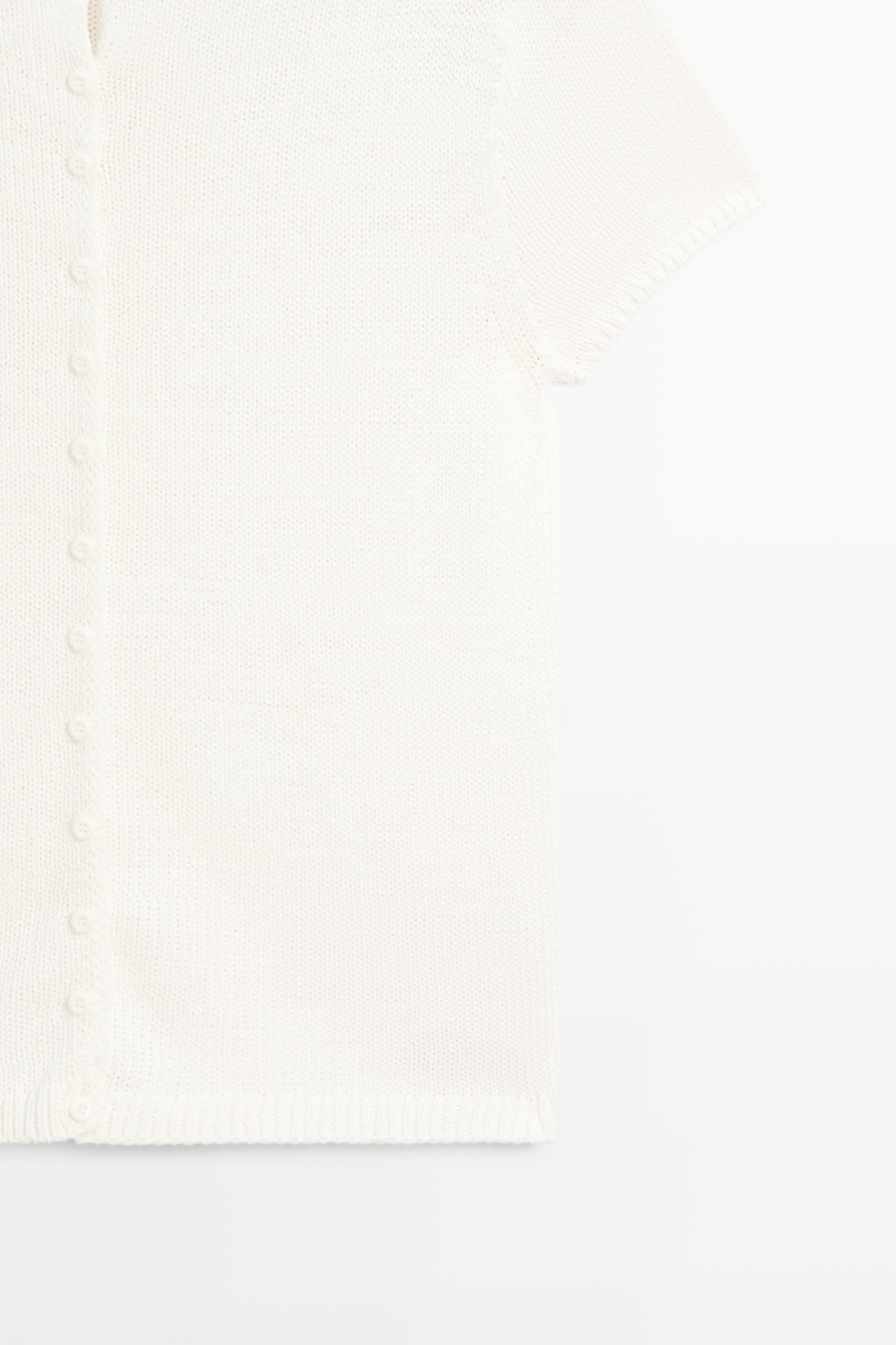 Cotton silk blend knit cardigan - WHITE