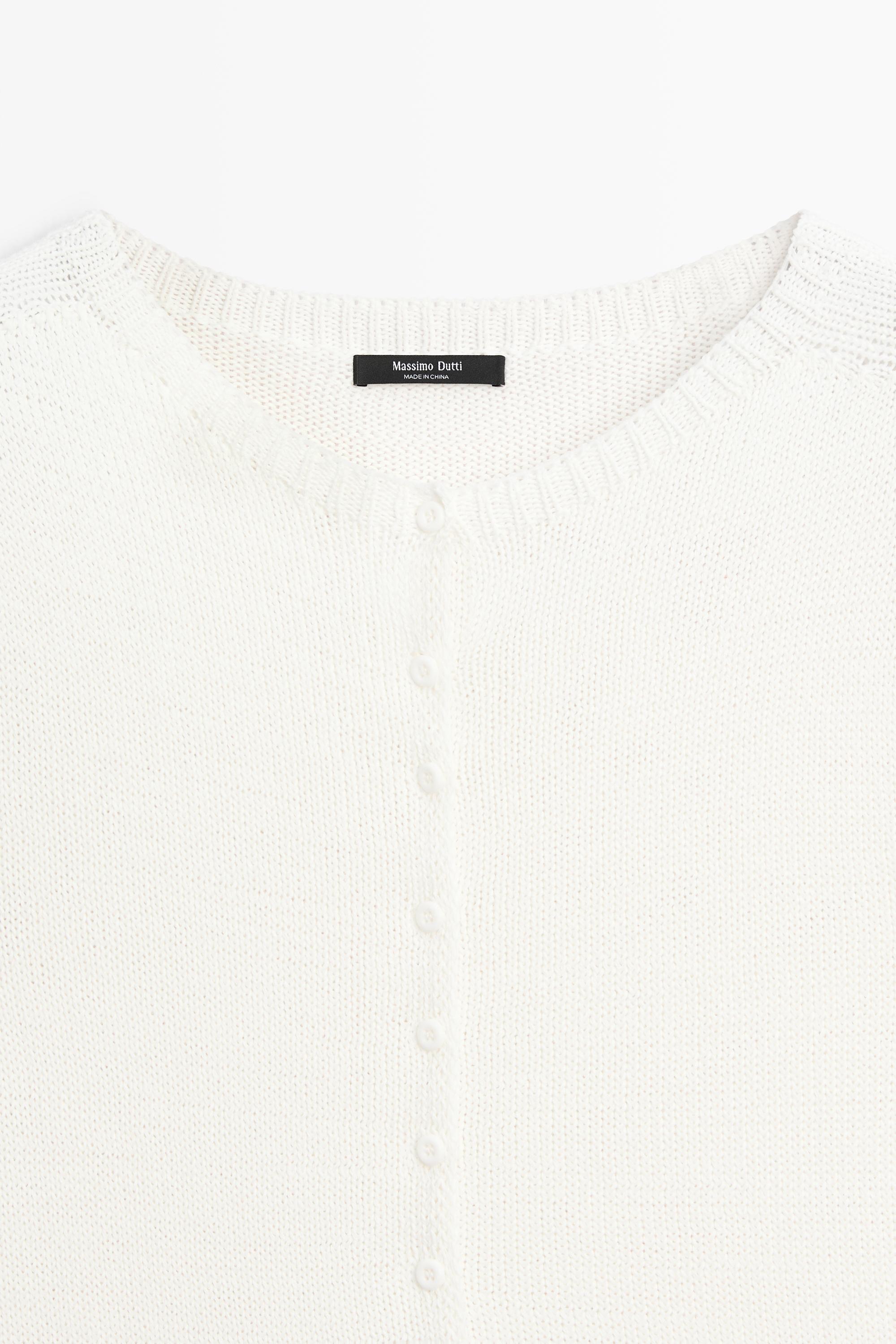 Cotton silk blend knit cardigan - WHITE