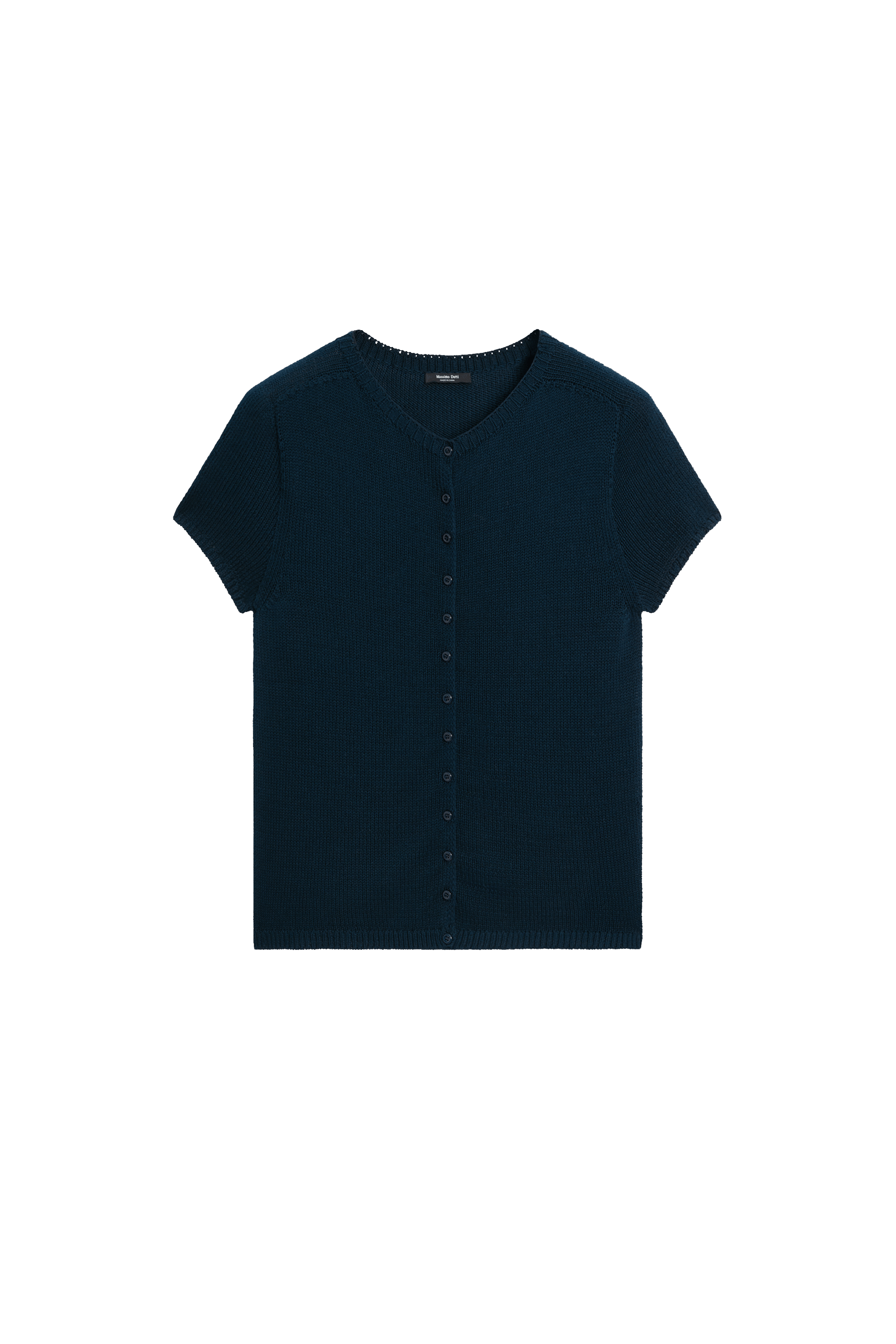 Cotton silk blend knit cardigan - NAVY BLUE