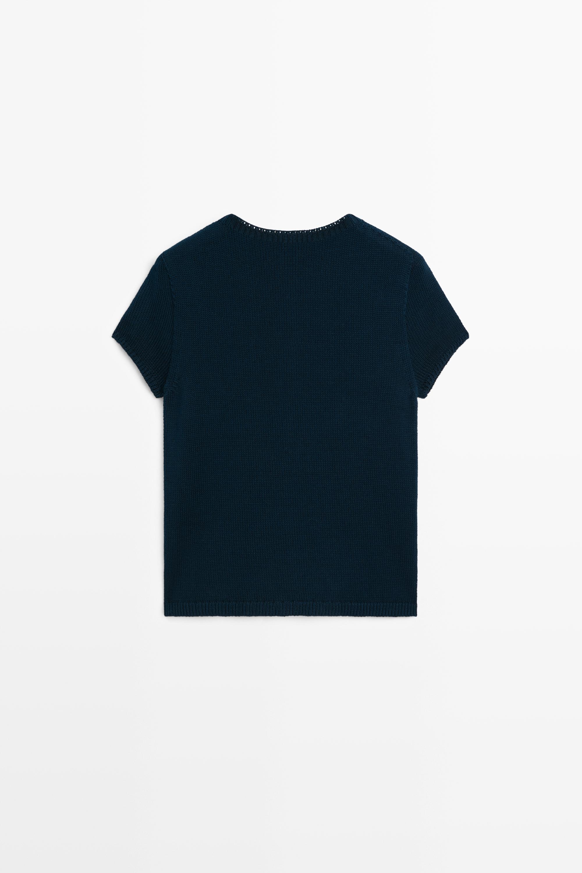 Cotton silk blend knit cardigan - NAVY BLUE
