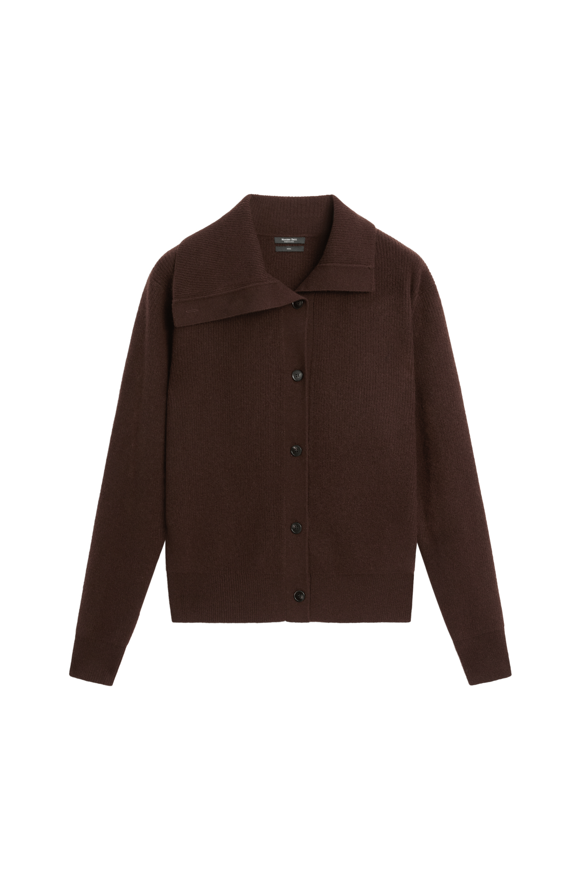 Purl knit funnel neck cardigan - Chocolate