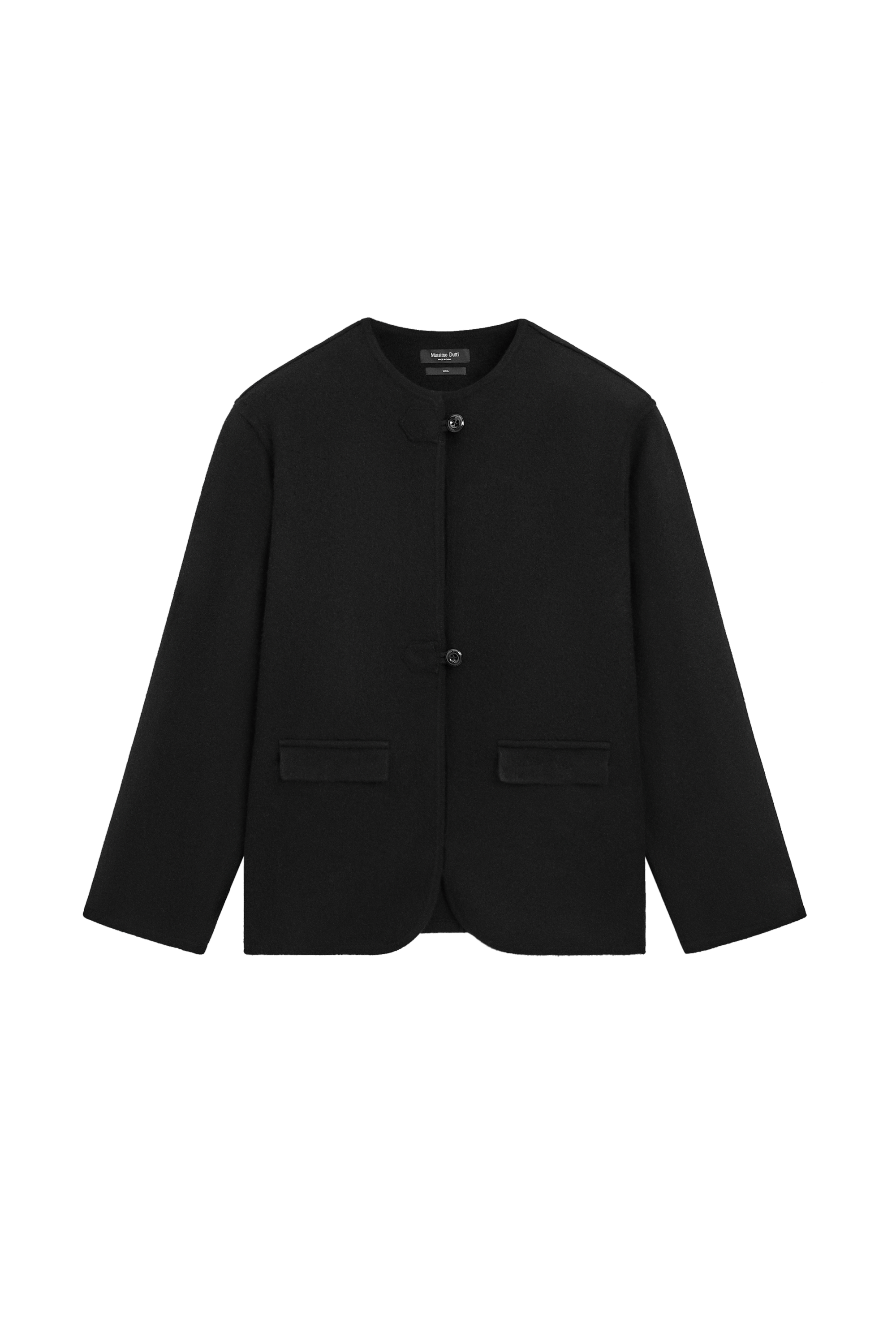 100% Wool Knit Cardigan with Button Details - BLACK