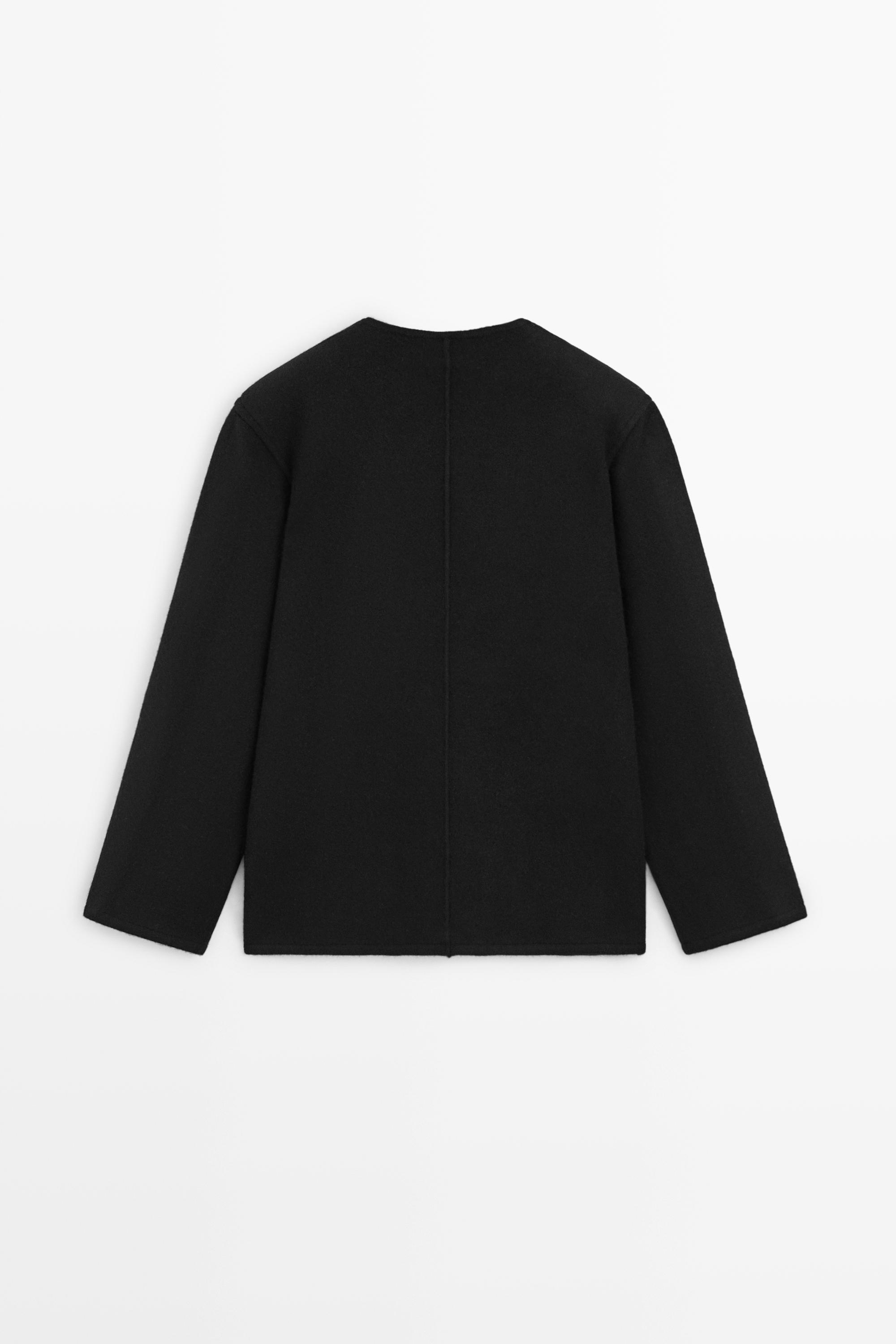 100% Wool Knit Cardigan with Button Details - BLACK