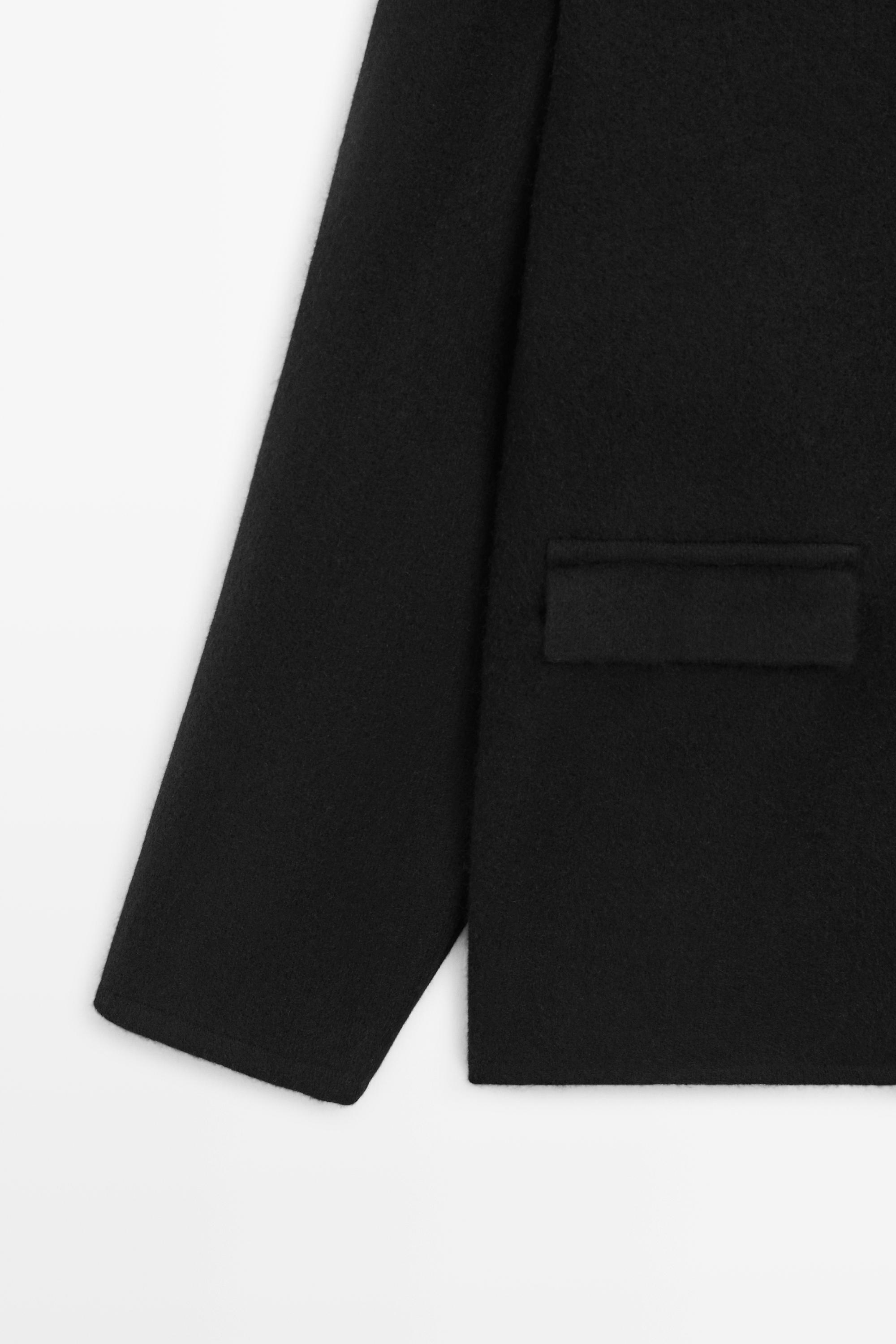100% Wool Knit Cardigan with Button Details - BLACK