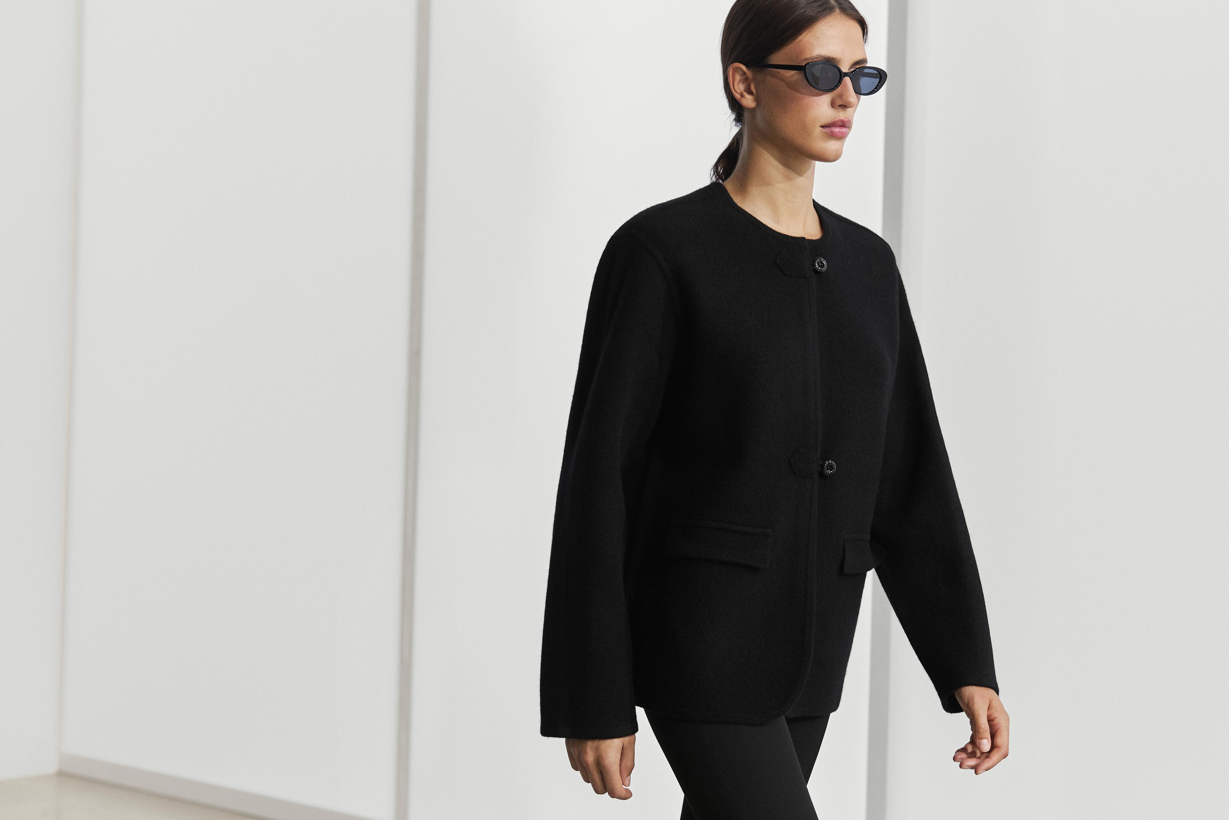 100% Wool Knit Cardigan with Button Details - BLACK