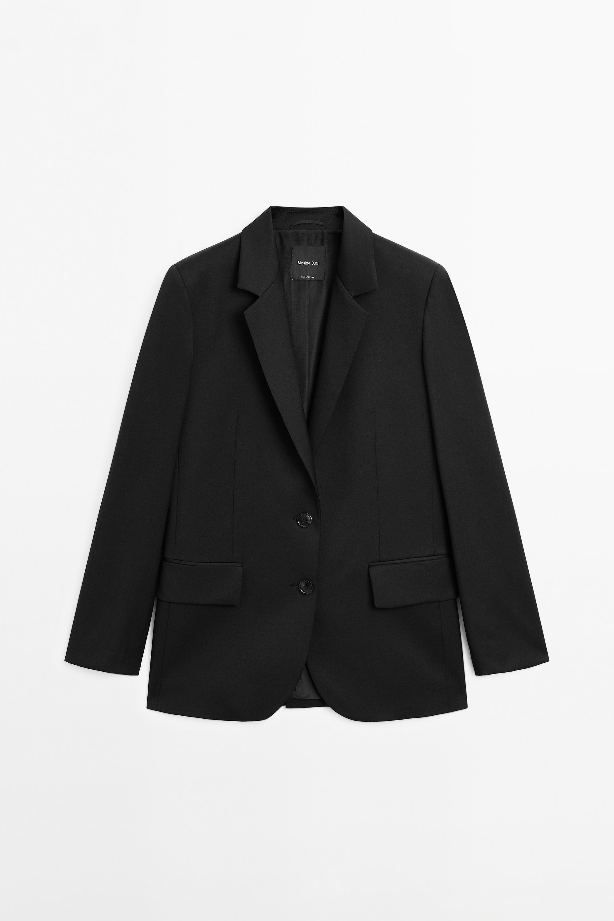 100% extra fine wool two-button blazer - BLACK