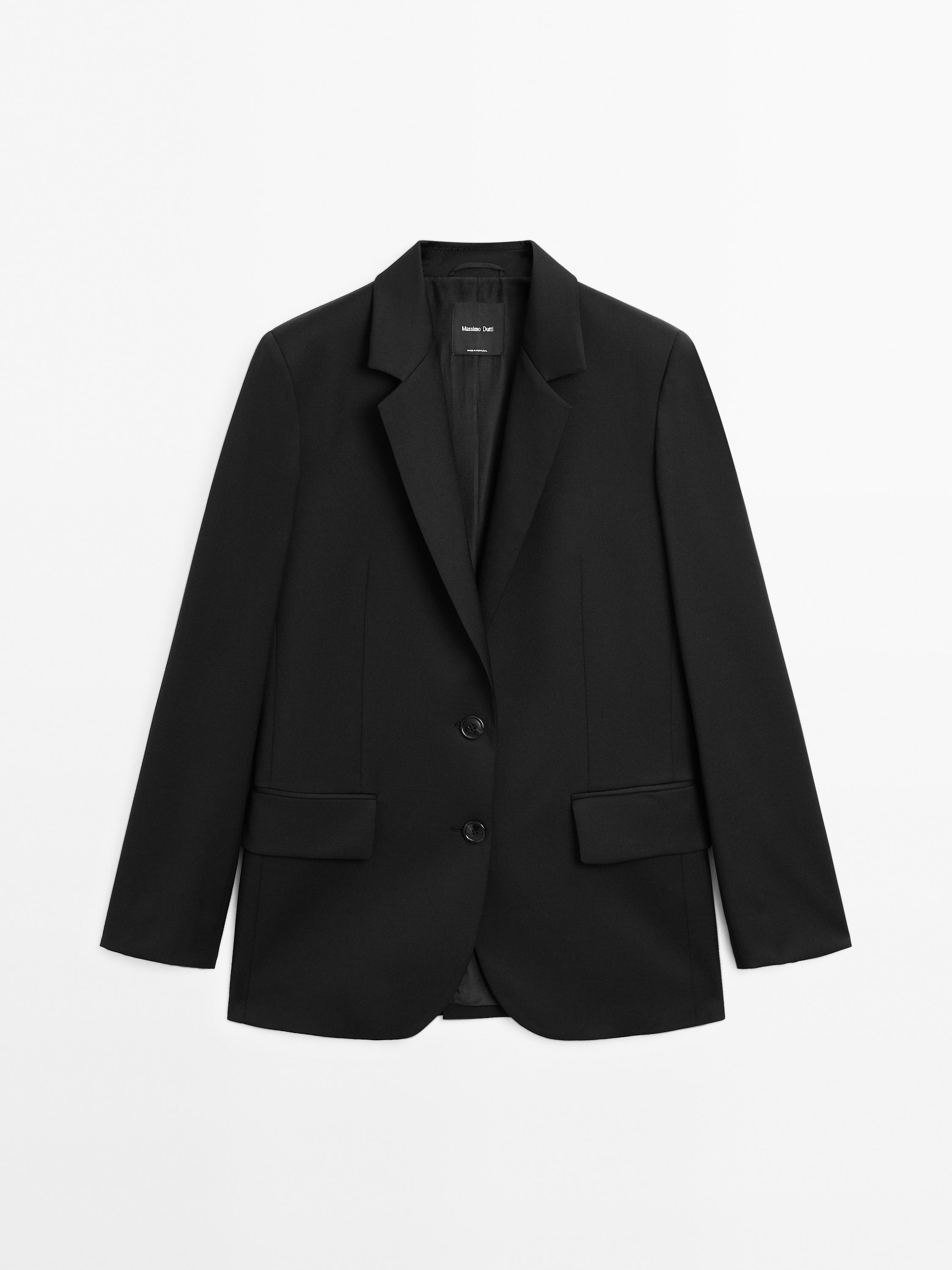 100% extra fine wool two-button blazer - BLACK