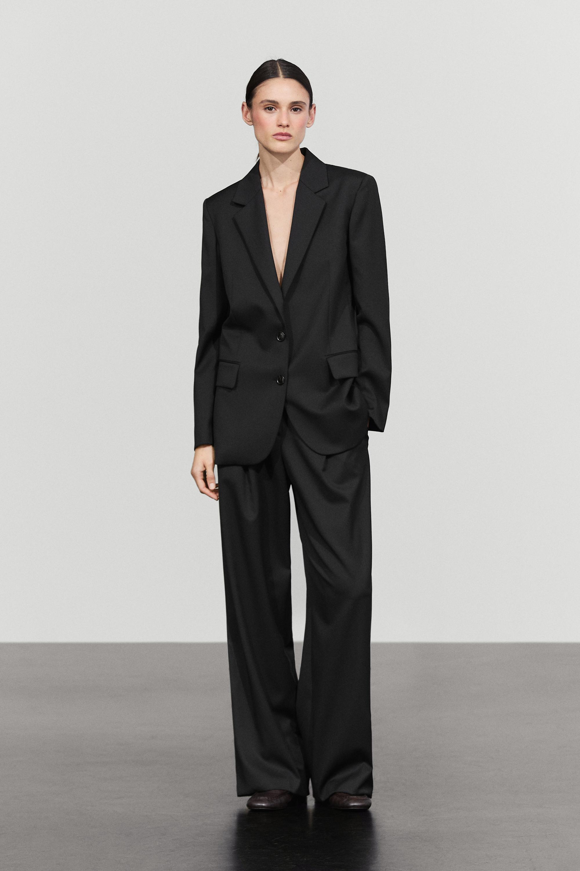 100% extra fine wool two-button blazer - BLACK