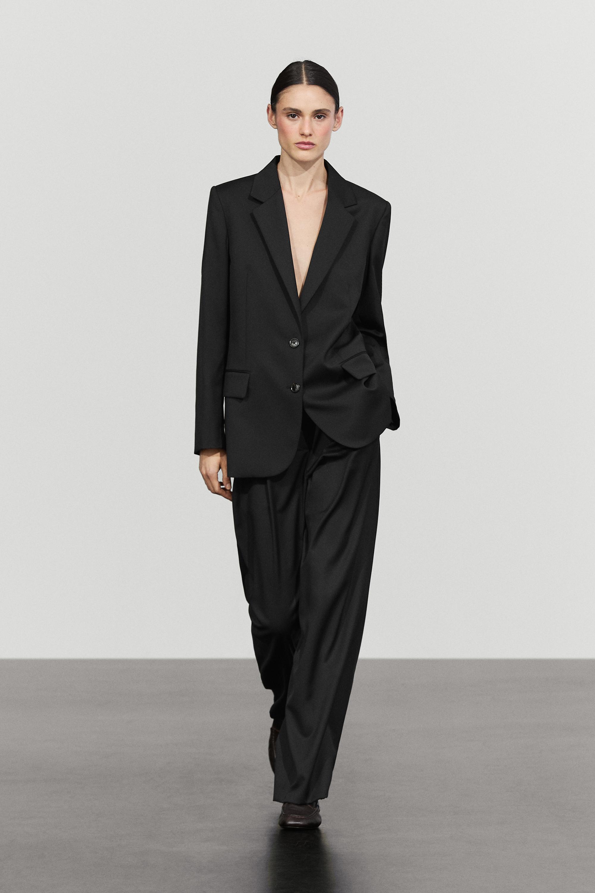 100% extra fine wool two-button blazer - BLACK