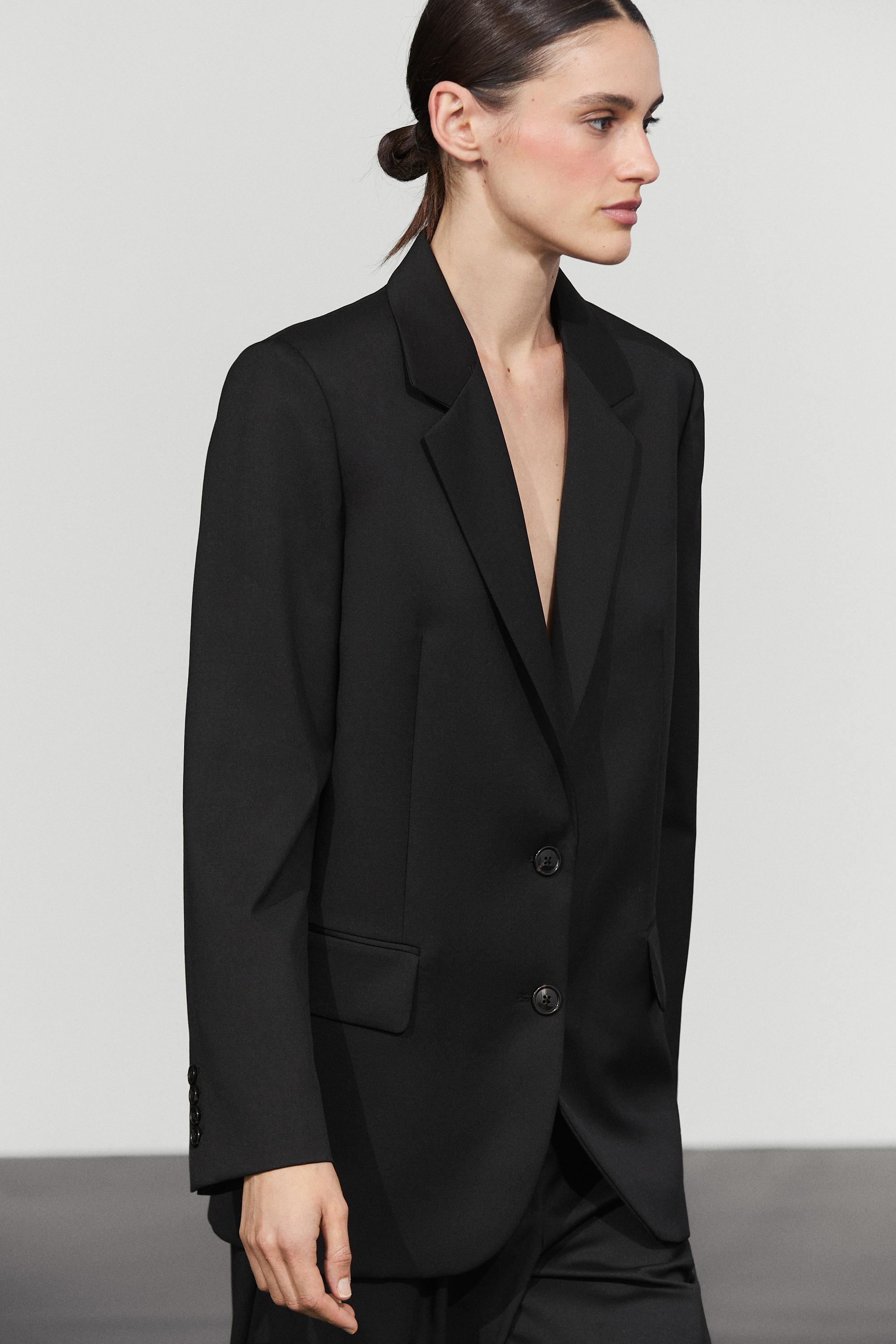 100% extra fine wool two-button blazer - BLACK