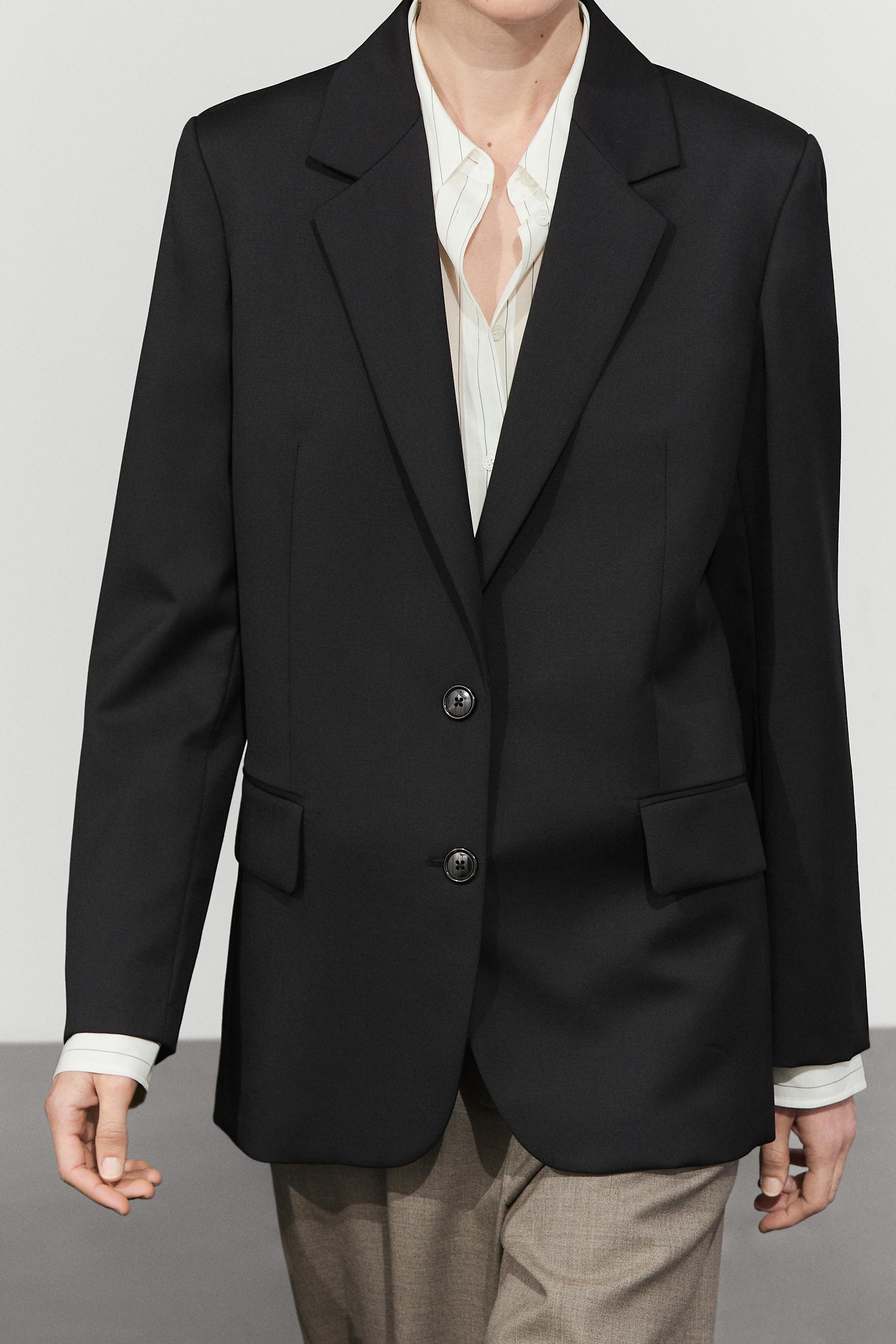 100% extra fine wool two-button blazer - BLACK