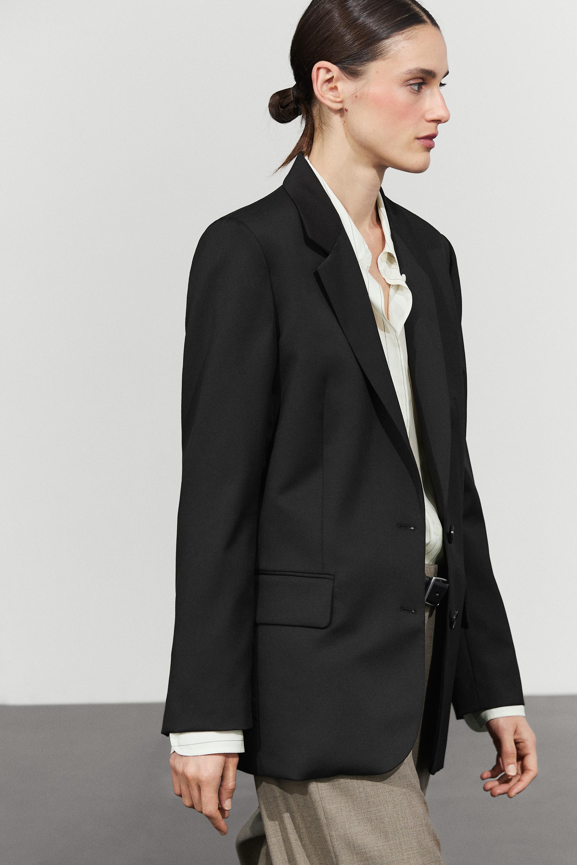 100% extra fine wool two-button blazer - BLACK