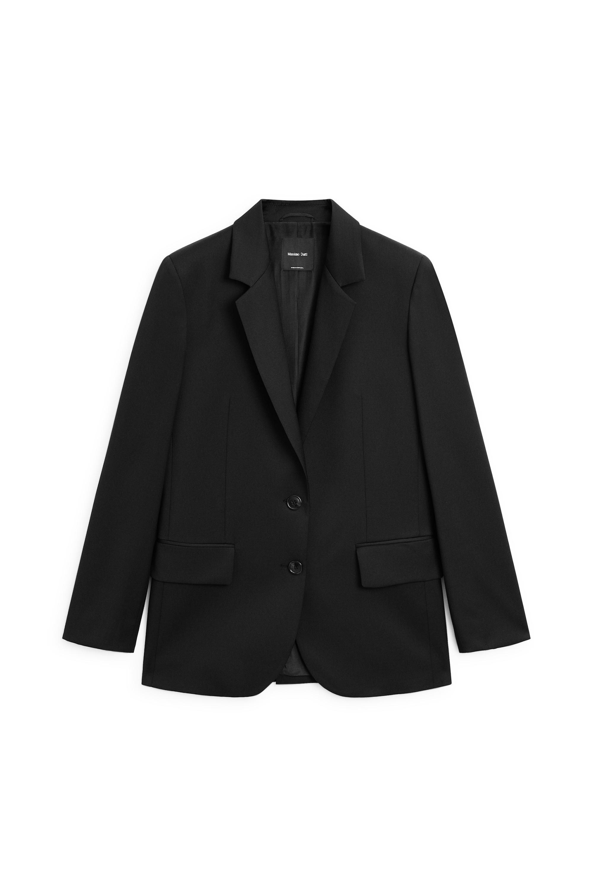 100% extra fine wool two-button blazer - BLACK