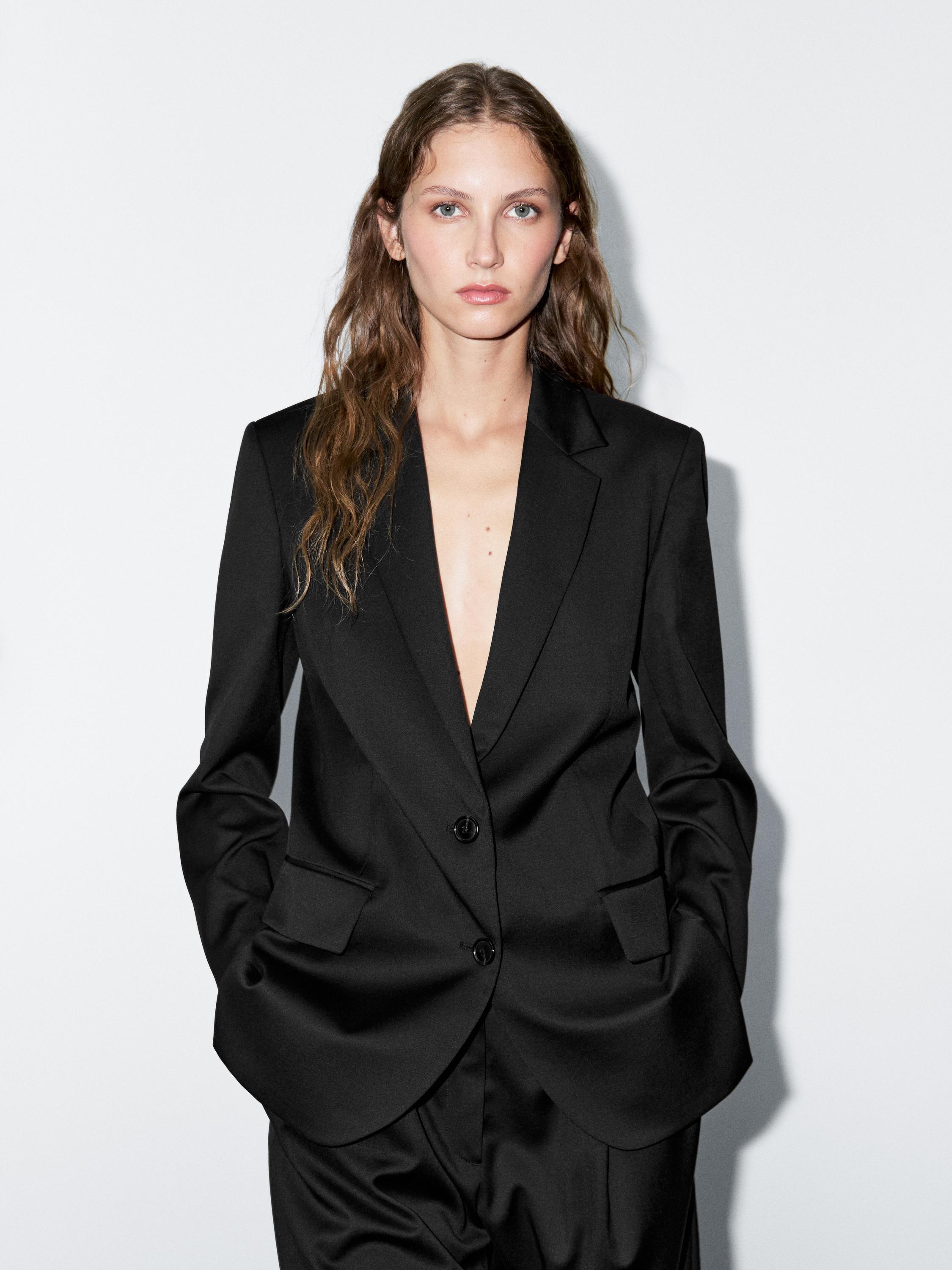 100% extra fine wool two-button blazer - BLACK