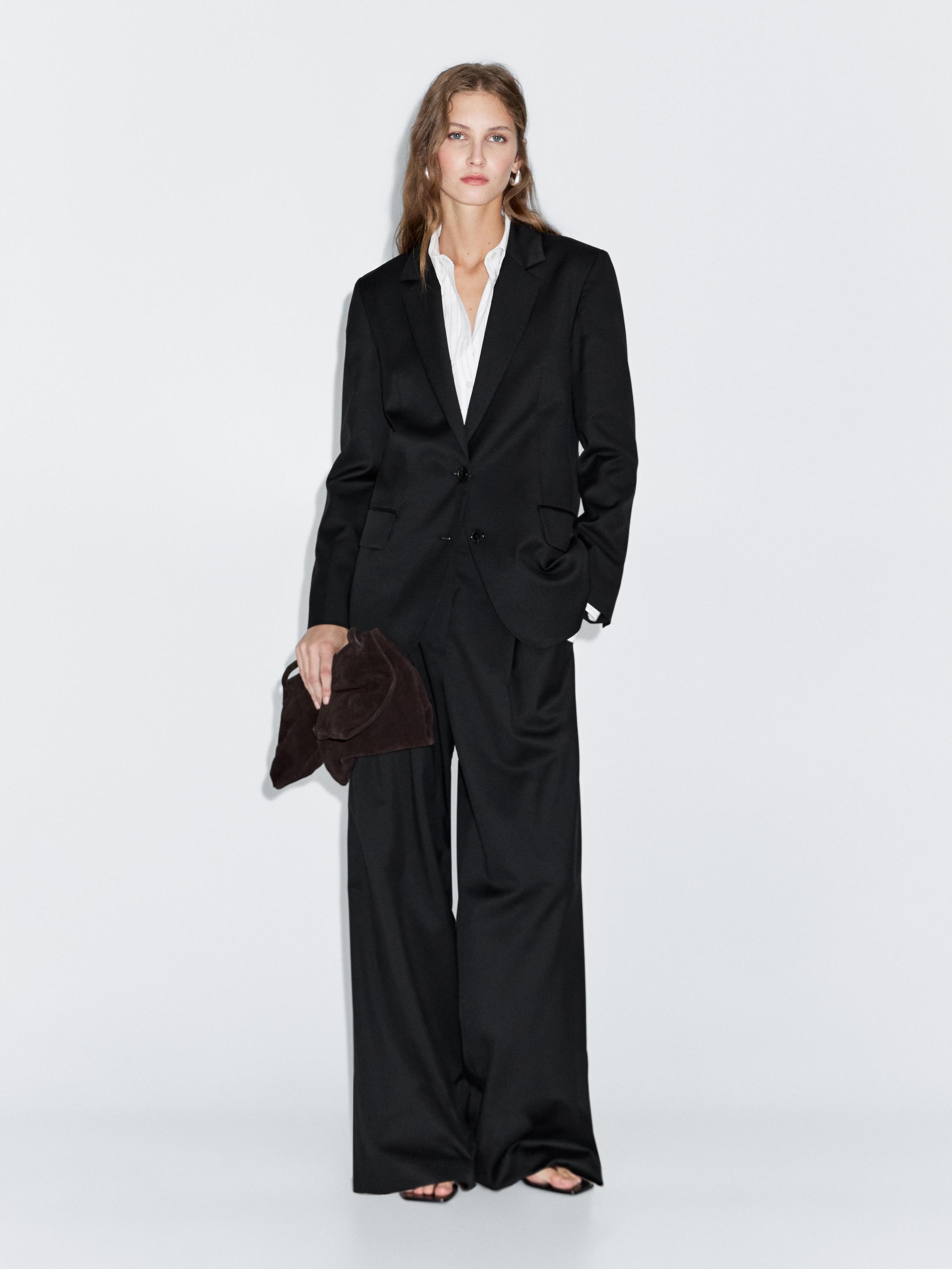 100% extra fine wool two-button blazer - BLACK