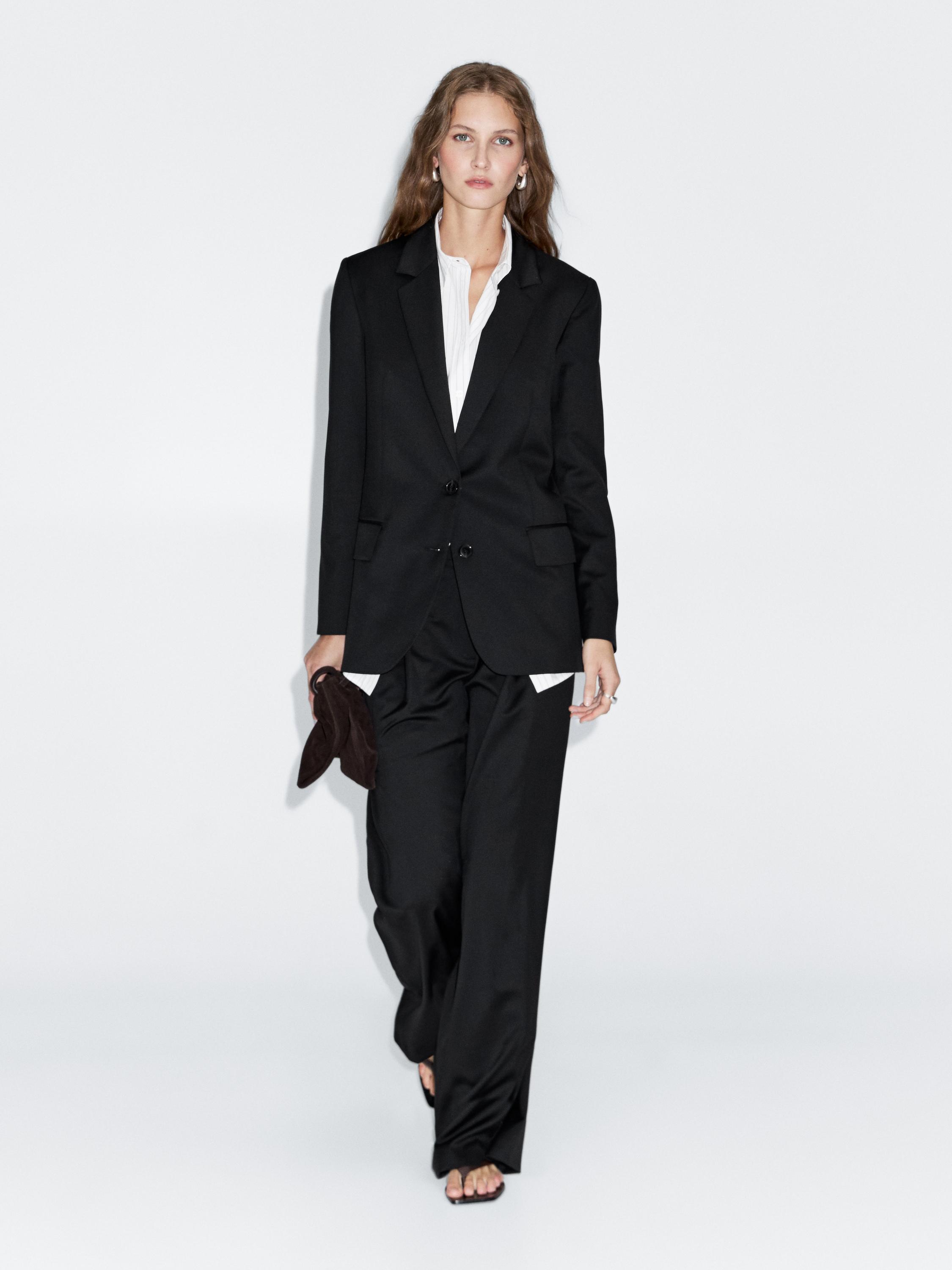 100% extra fine wool two-button blazer - BLACK