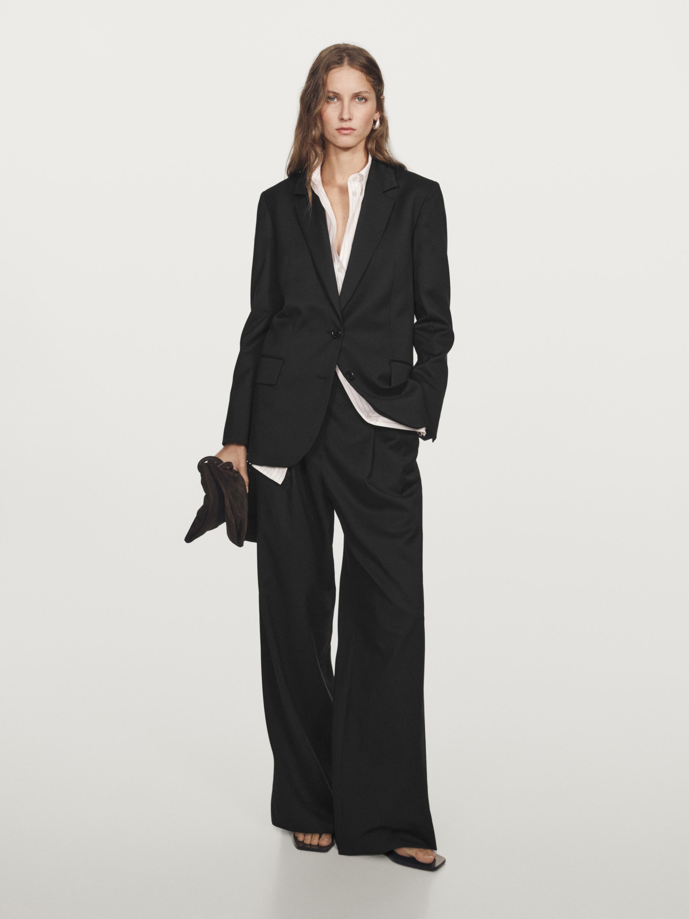 100% extra fine wool two-button blazer - BLACK