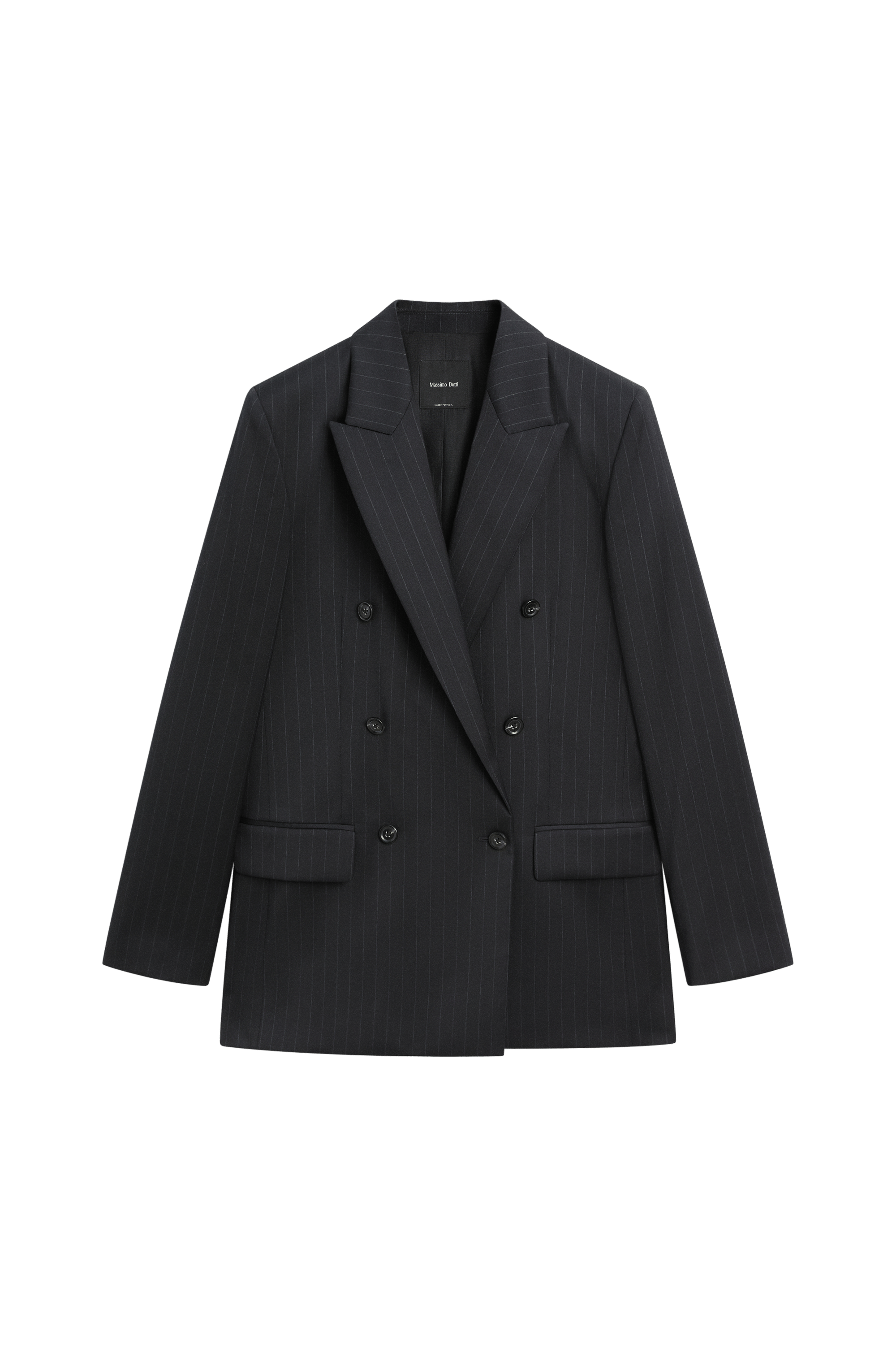 100% wool pinstripe suit blazer - NAVY BLUE