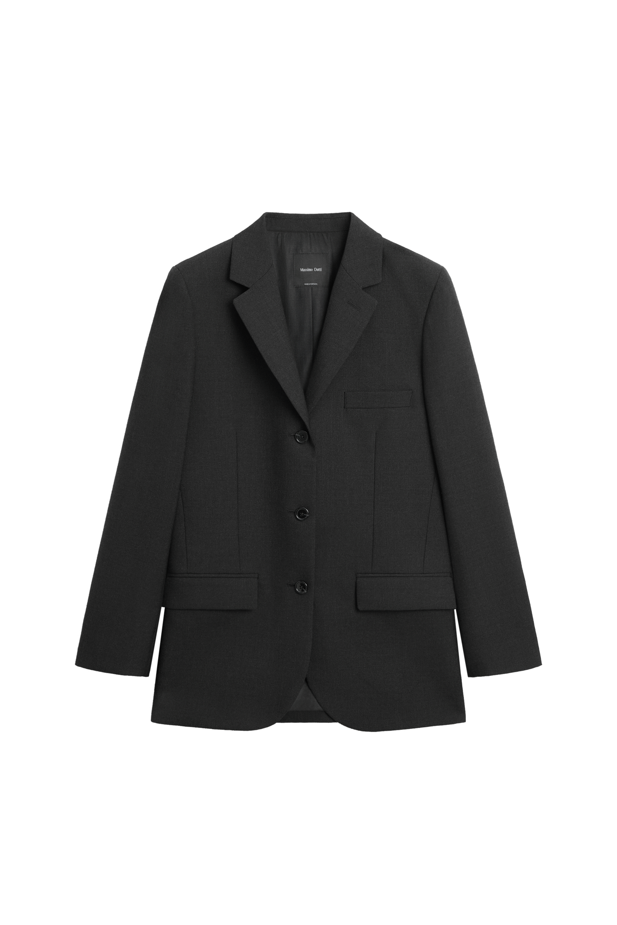 Three-button wool blazer - DARK GREY