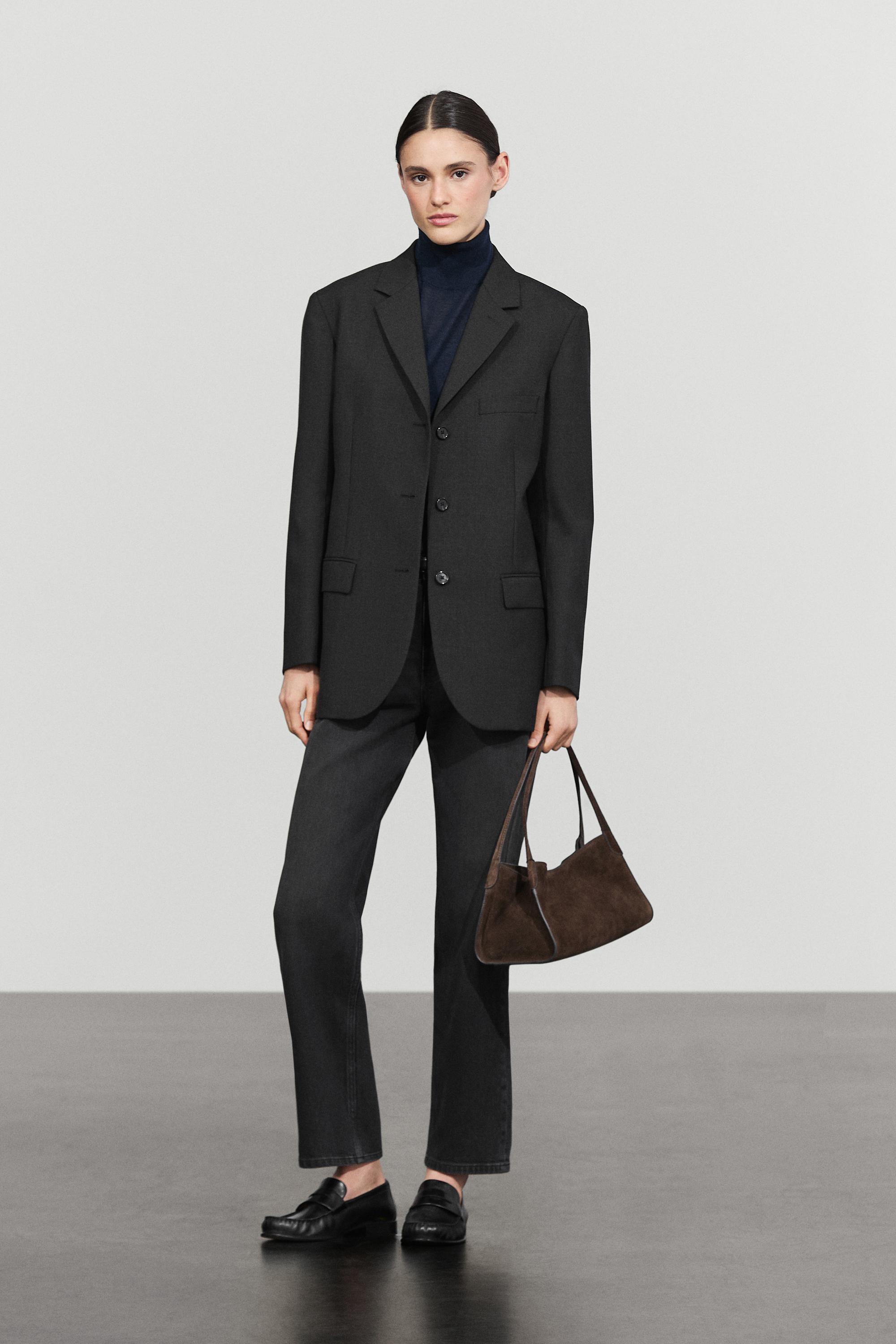 Three-button wool blazer - DARK GREY
