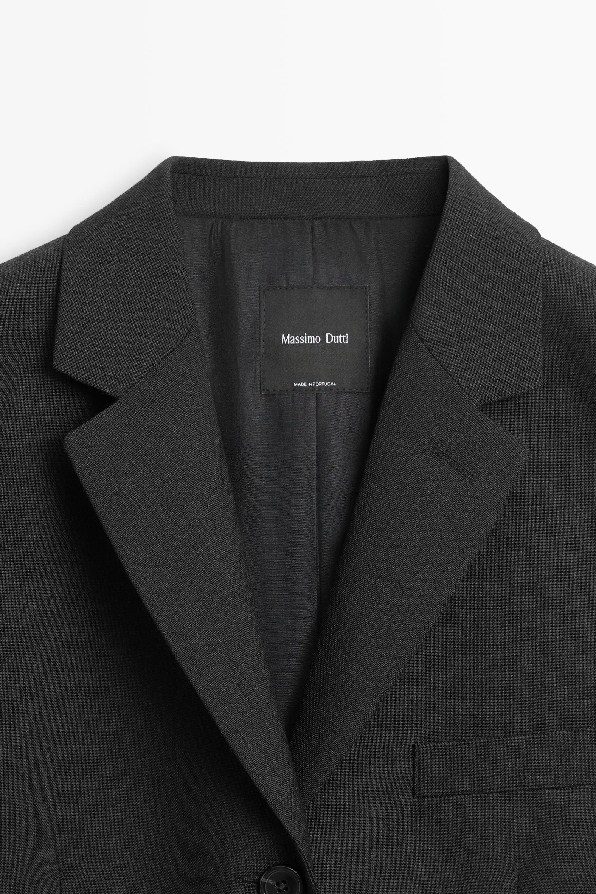 Three-button wool blazer - DARK GREY