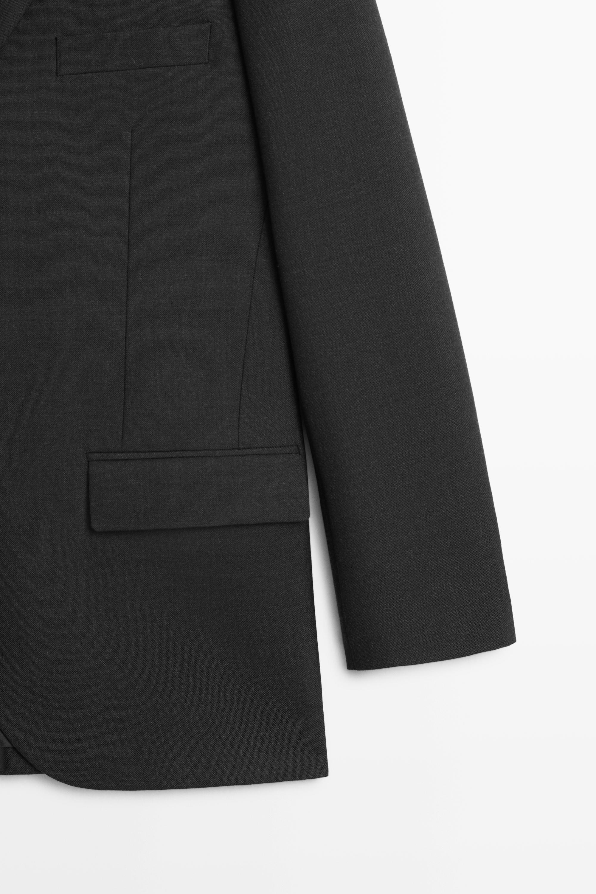 Three-button wool blazer - DARK GREY
