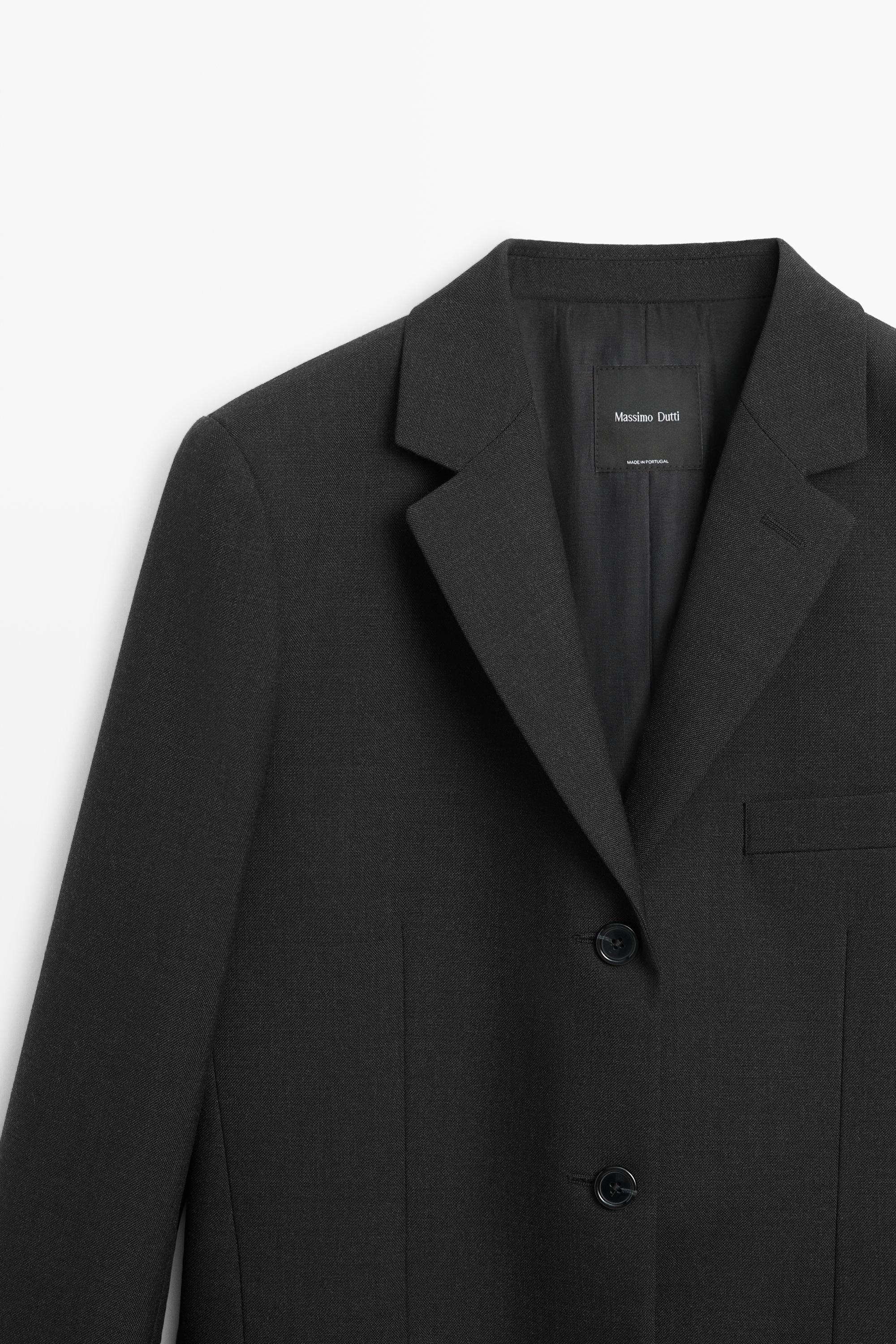 Three-button wool blazer - DARK GREY