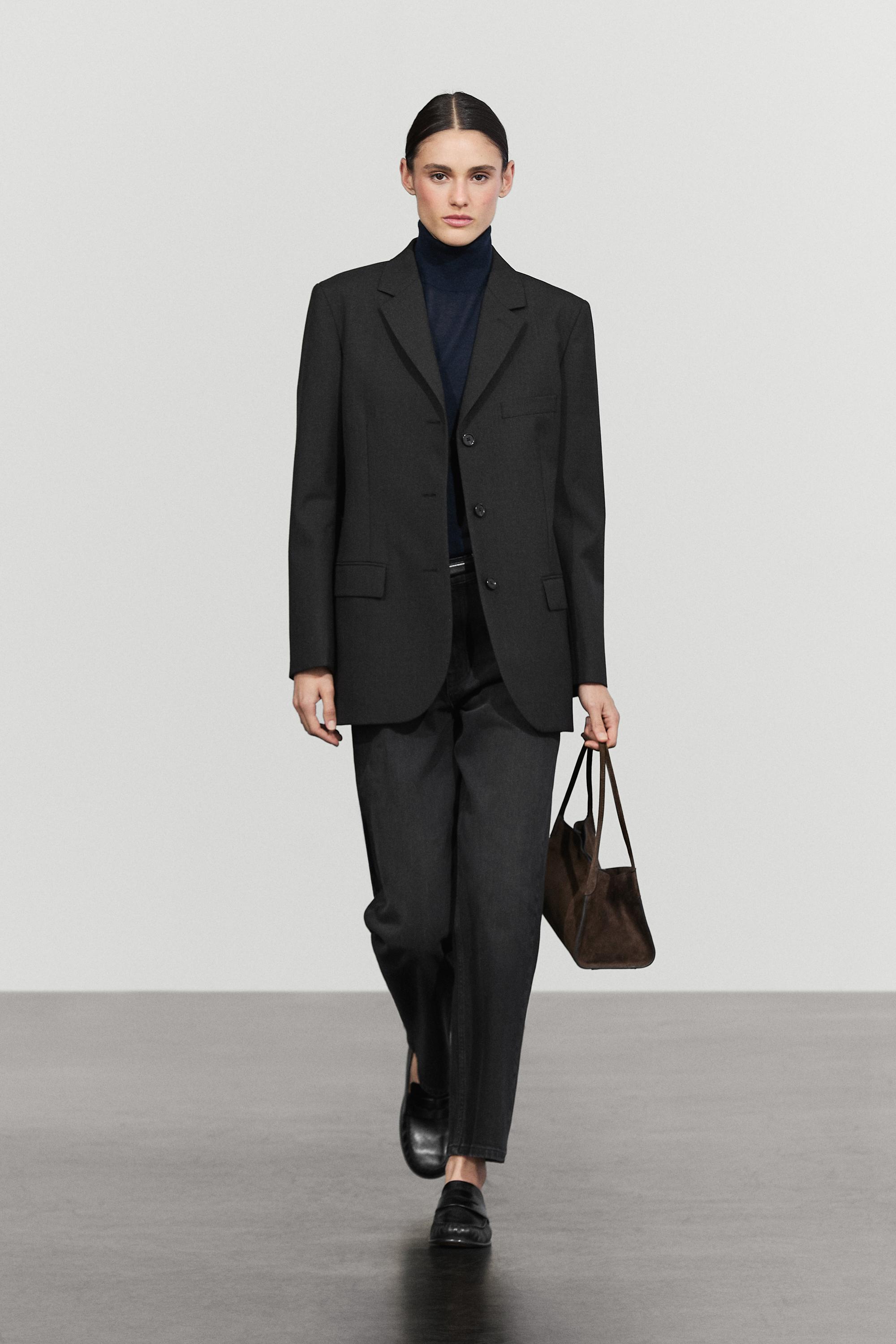 Three-button wool blazer - DARK GREY