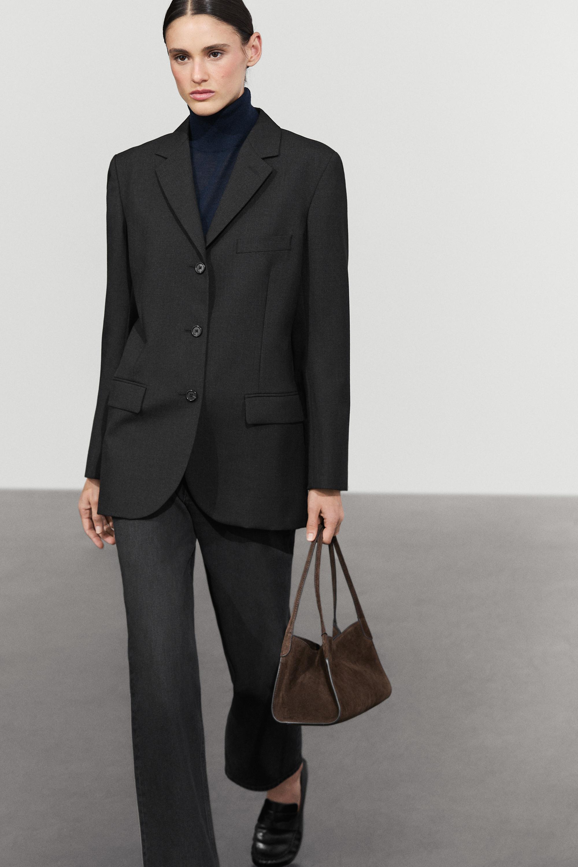 Three-button wool blazer - DARK GREY
