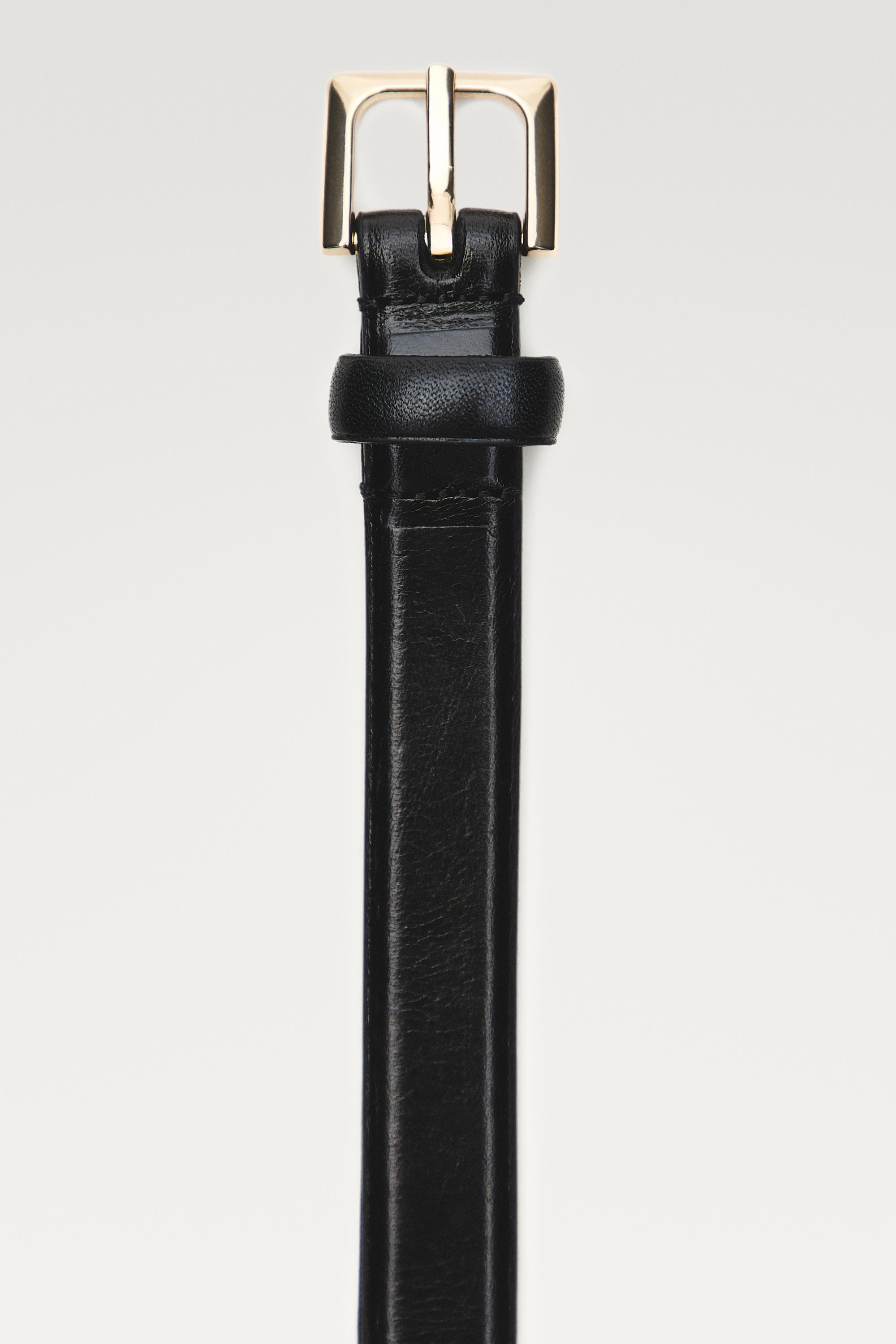 Nappa leather belt with square buckle - BLACK