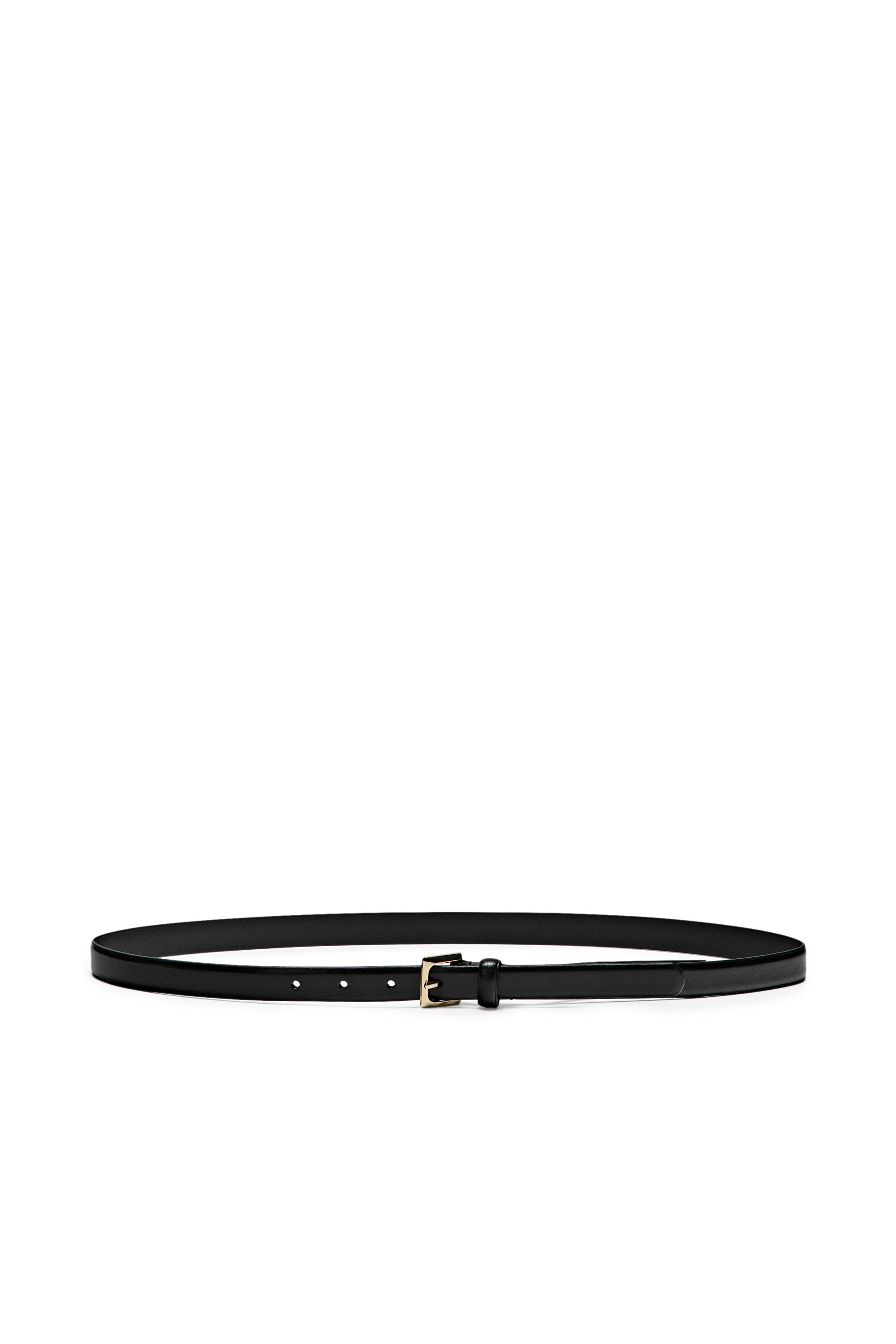 Nappa leather belt with square buckle - BLACK