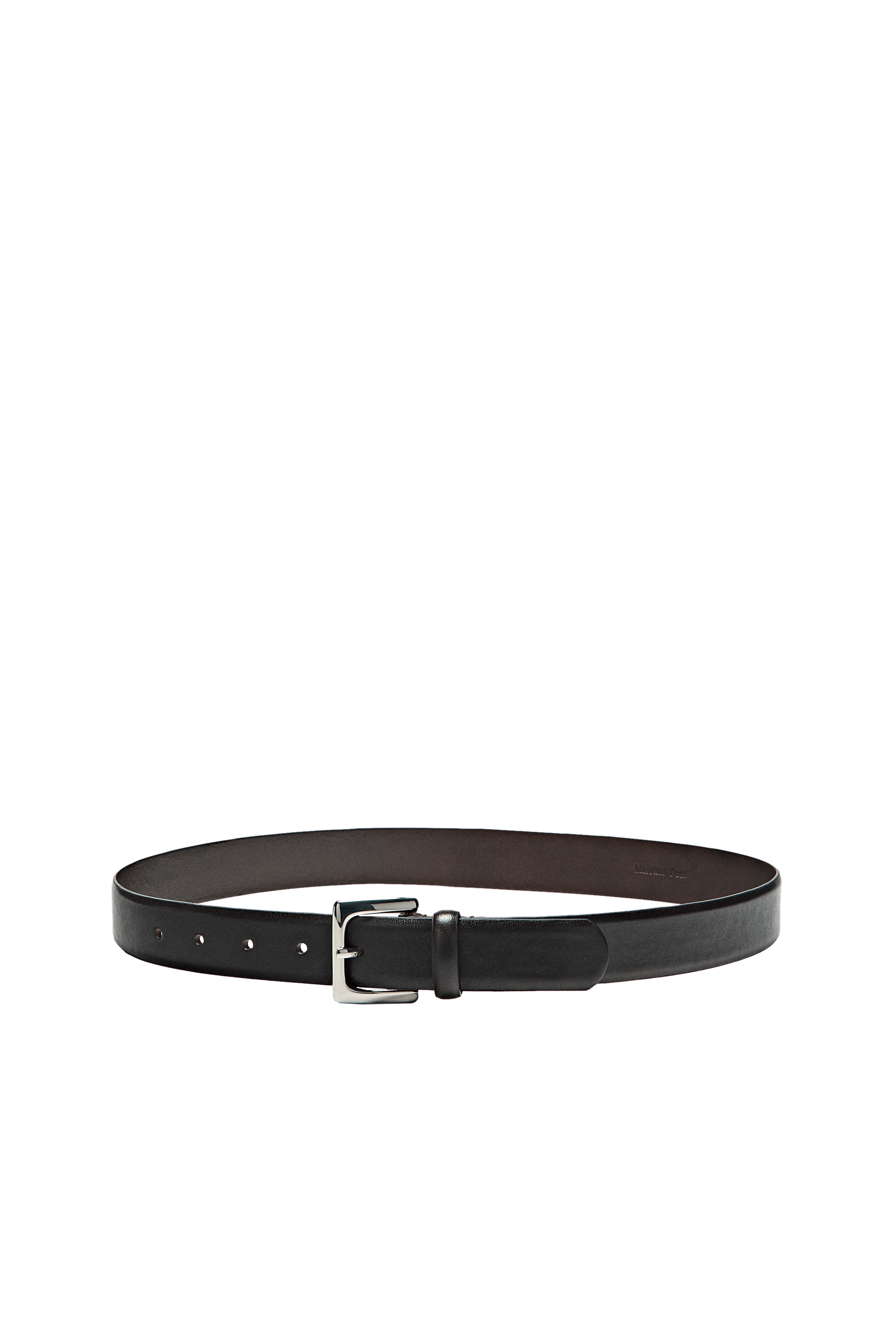 Nappa leather belt with square buckle - BROWN