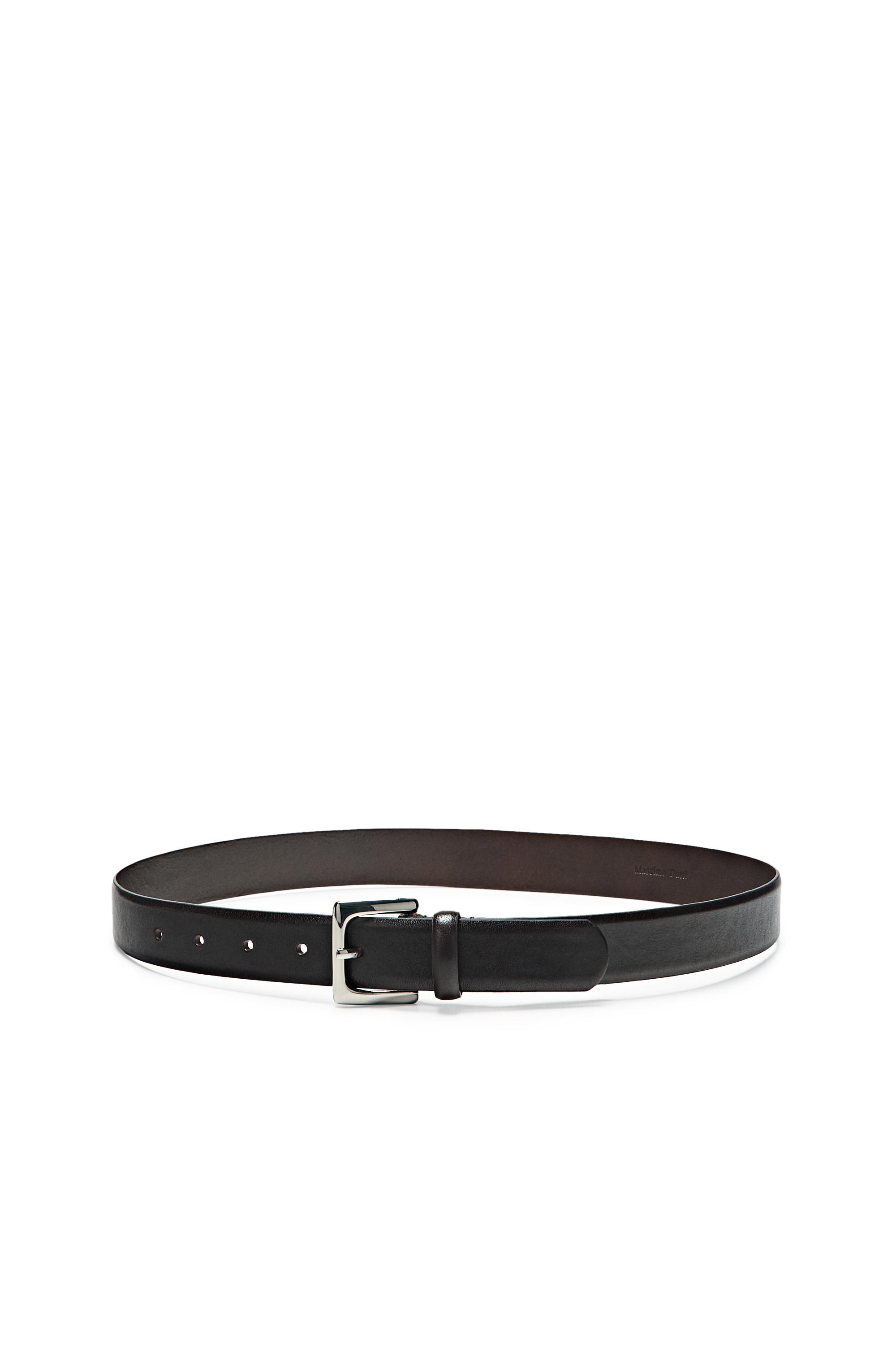 Nappa leather belt with square buckle - BROWN