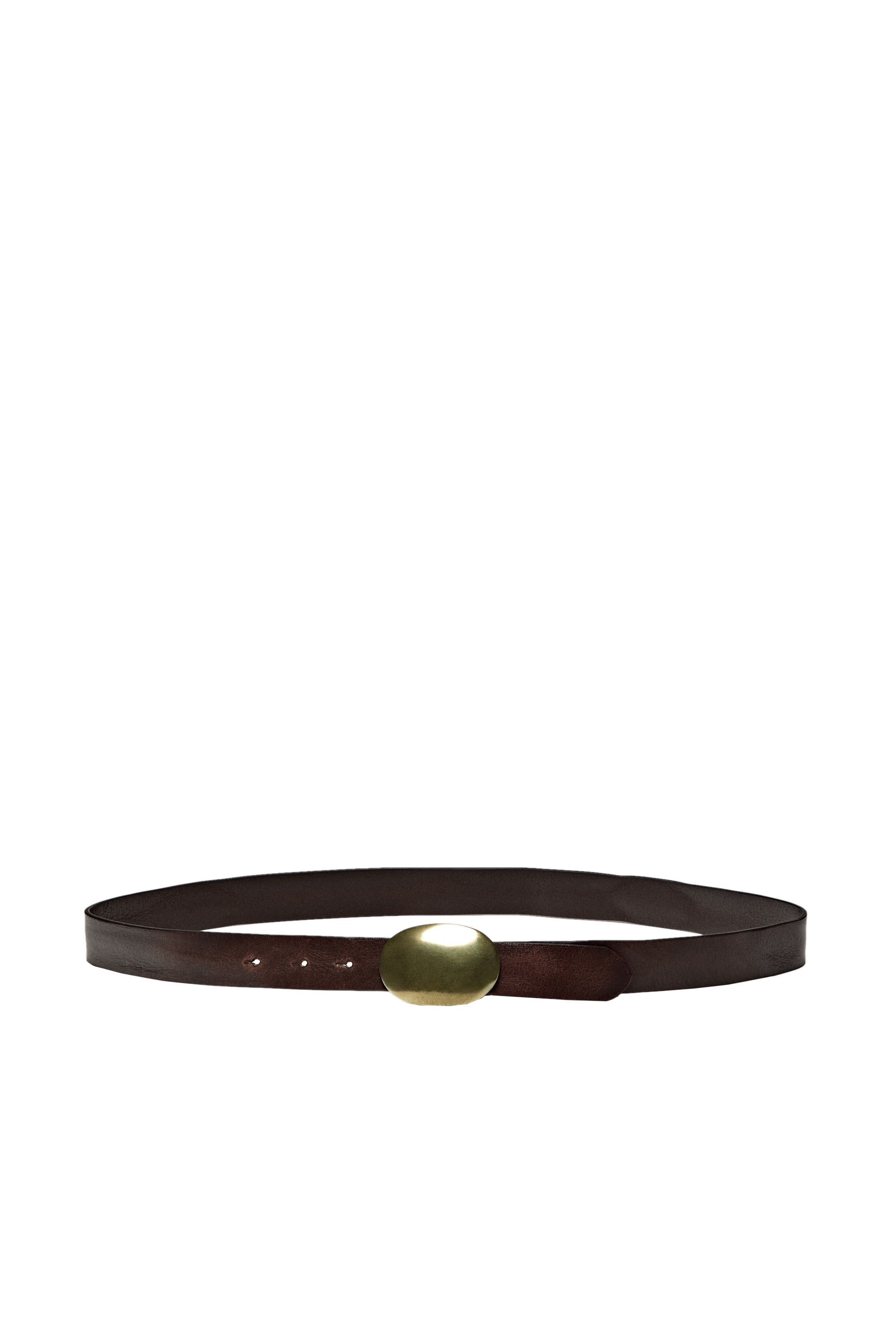Nappa leather belt with metal plate buckle - BROWN