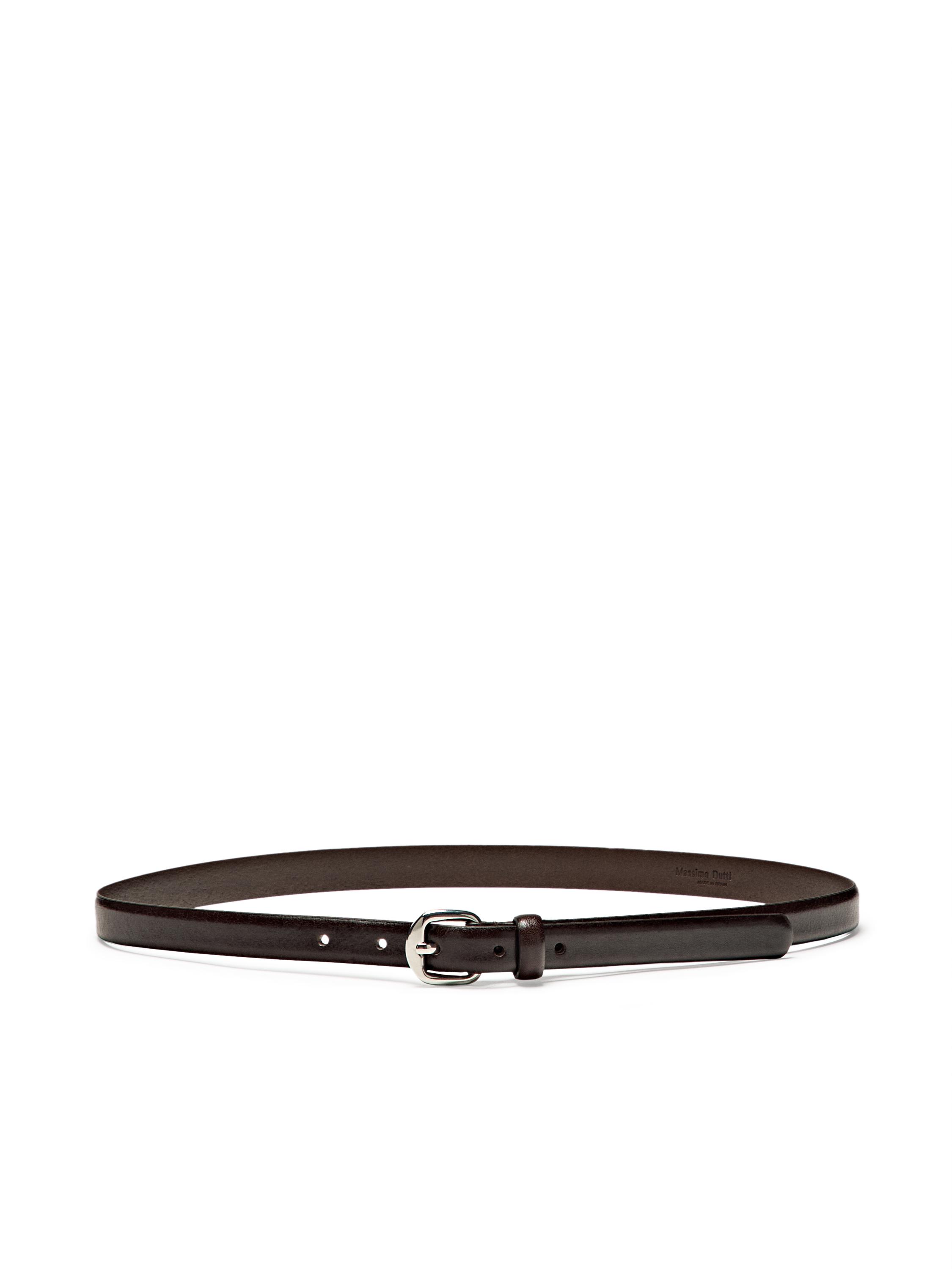 Leather belt with arched buckle - BROWN