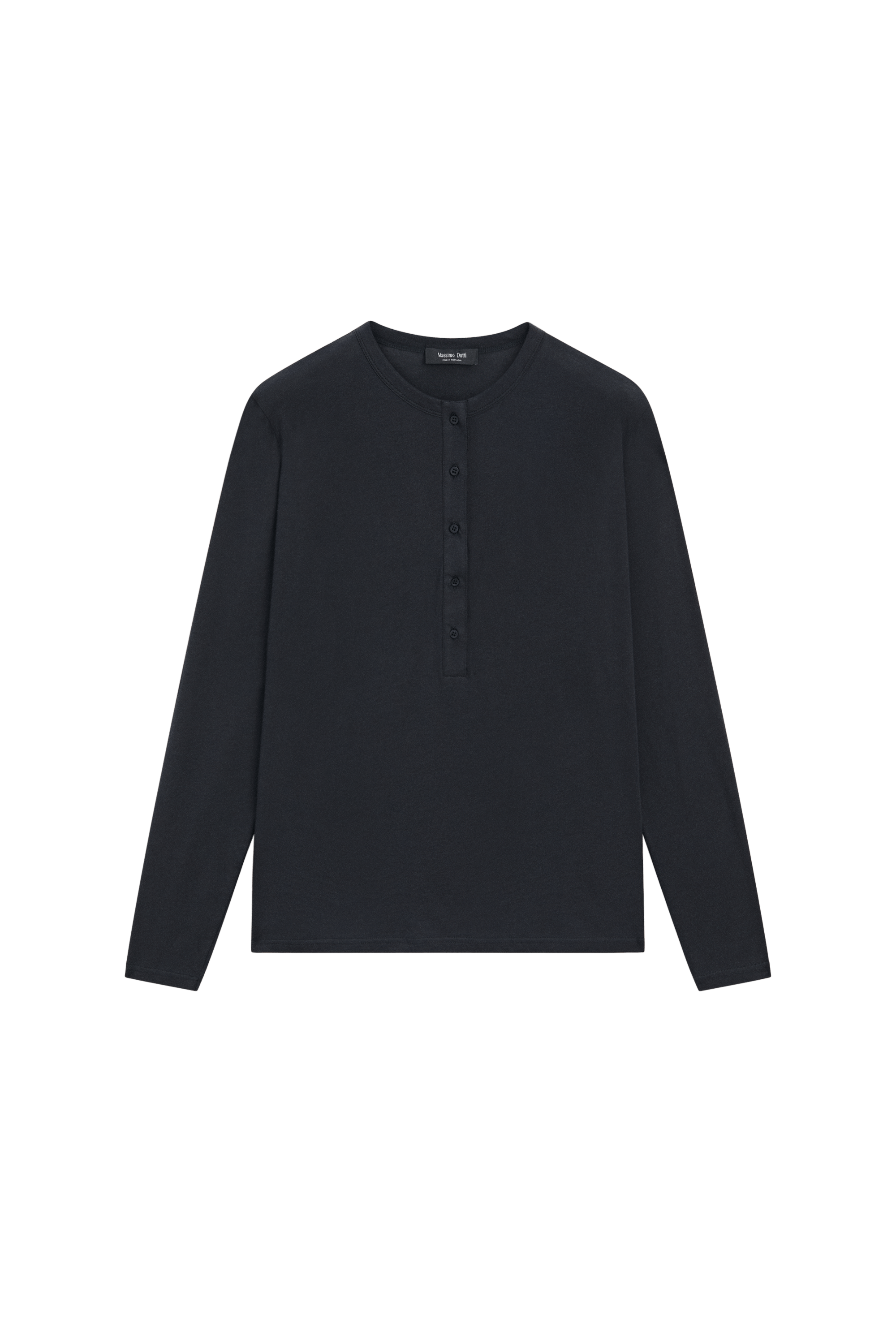 100% cotton henley T-shirt - BLUE