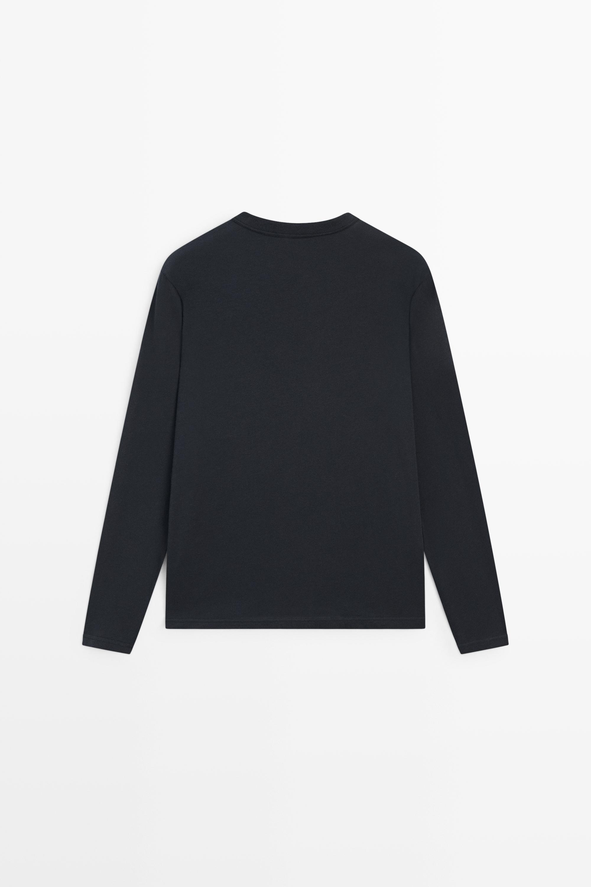 100% cotton henley T-shirt - BLUE