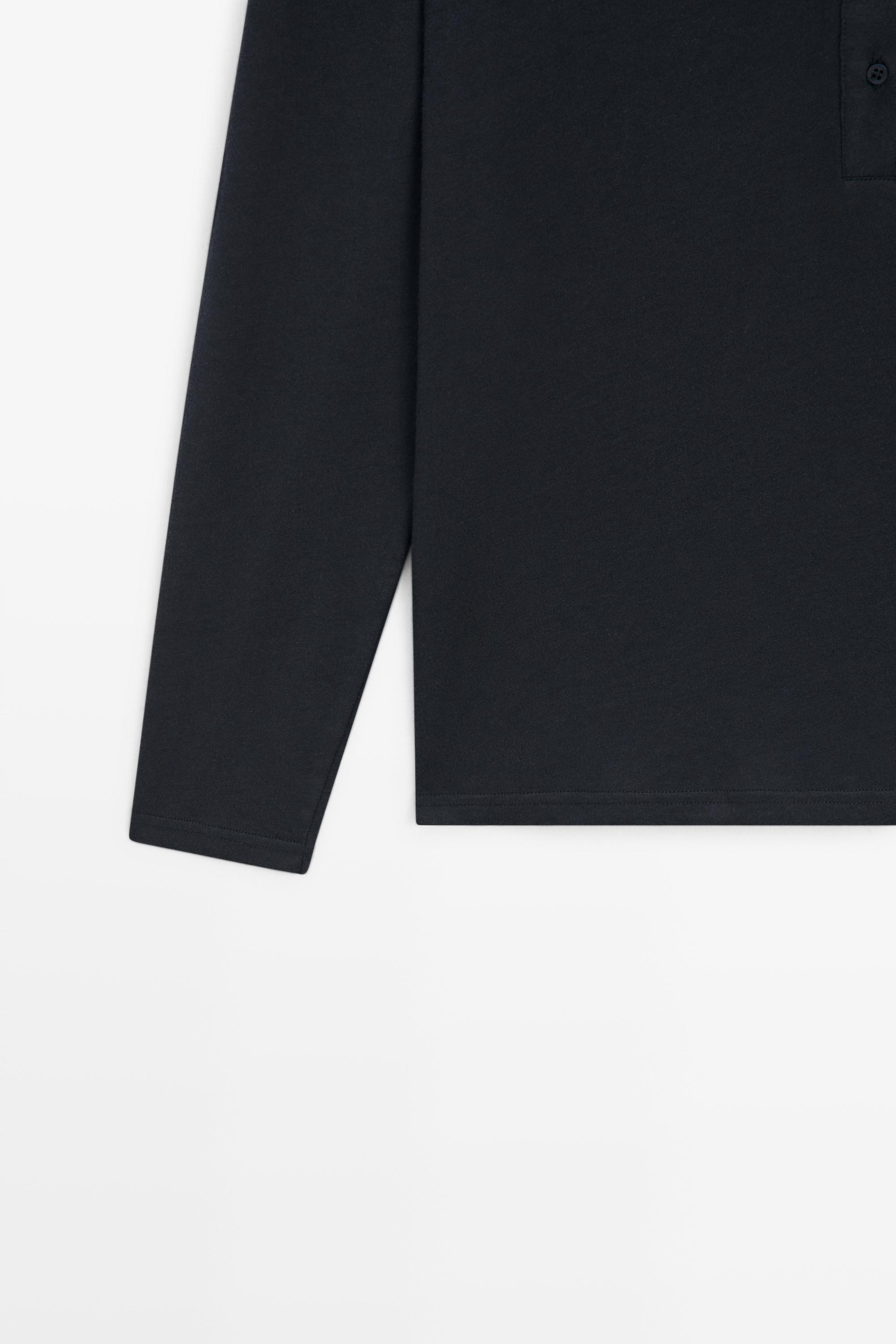 100% cotton henley T-shirt - BLUE