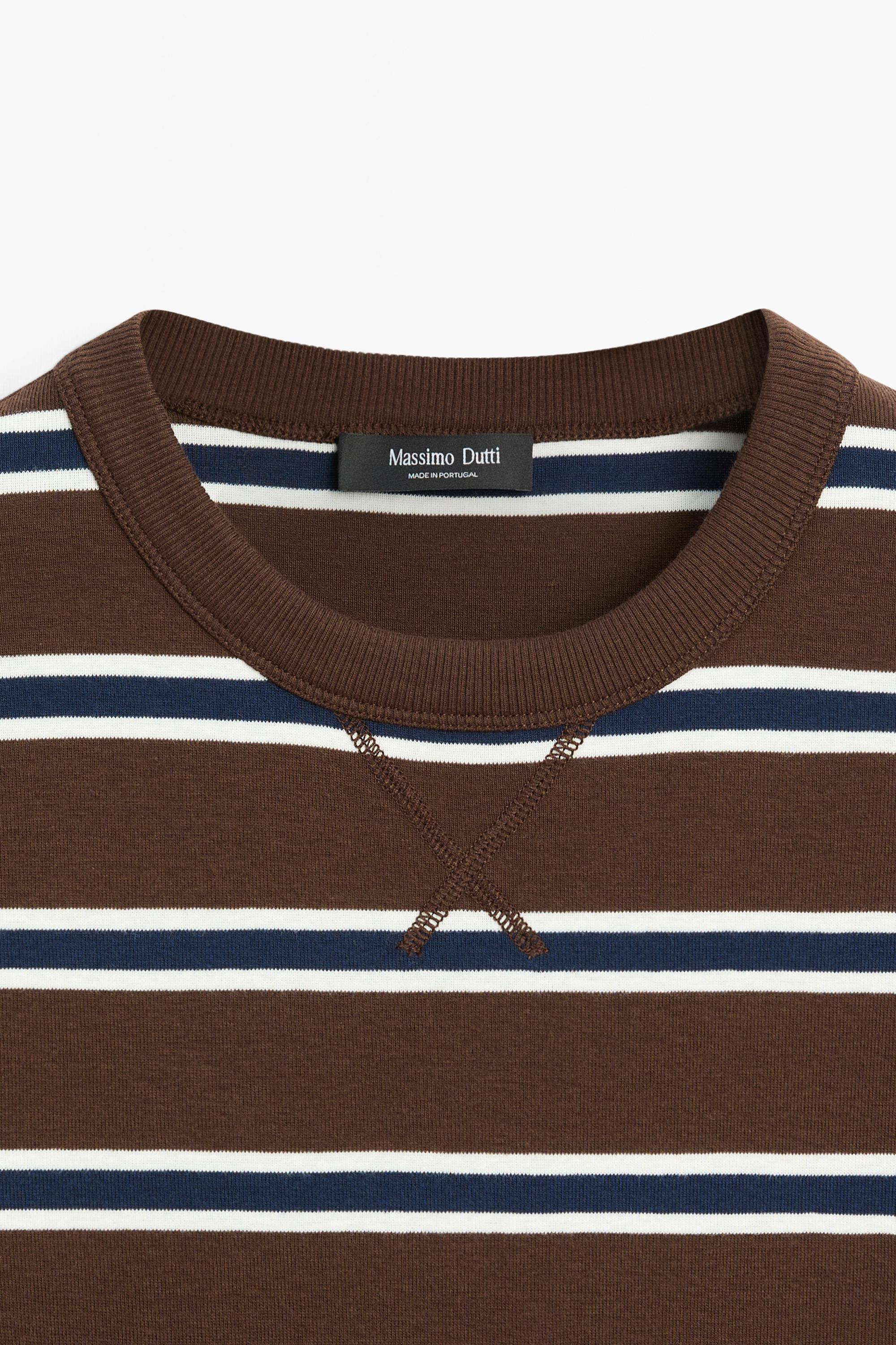 Striped interlock sweatshirt - BROWN