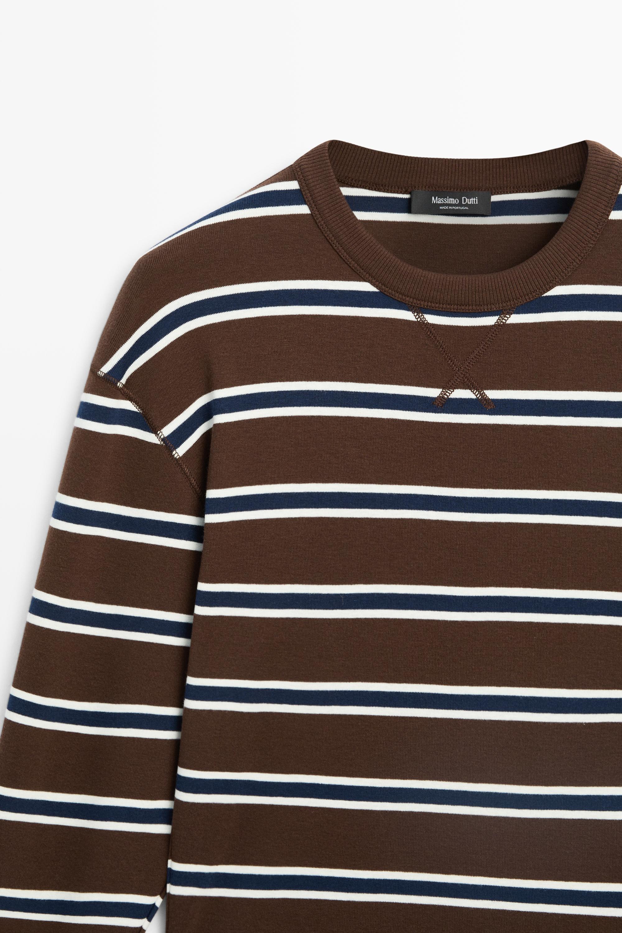 Striped interlock sweatshirt - BROWN